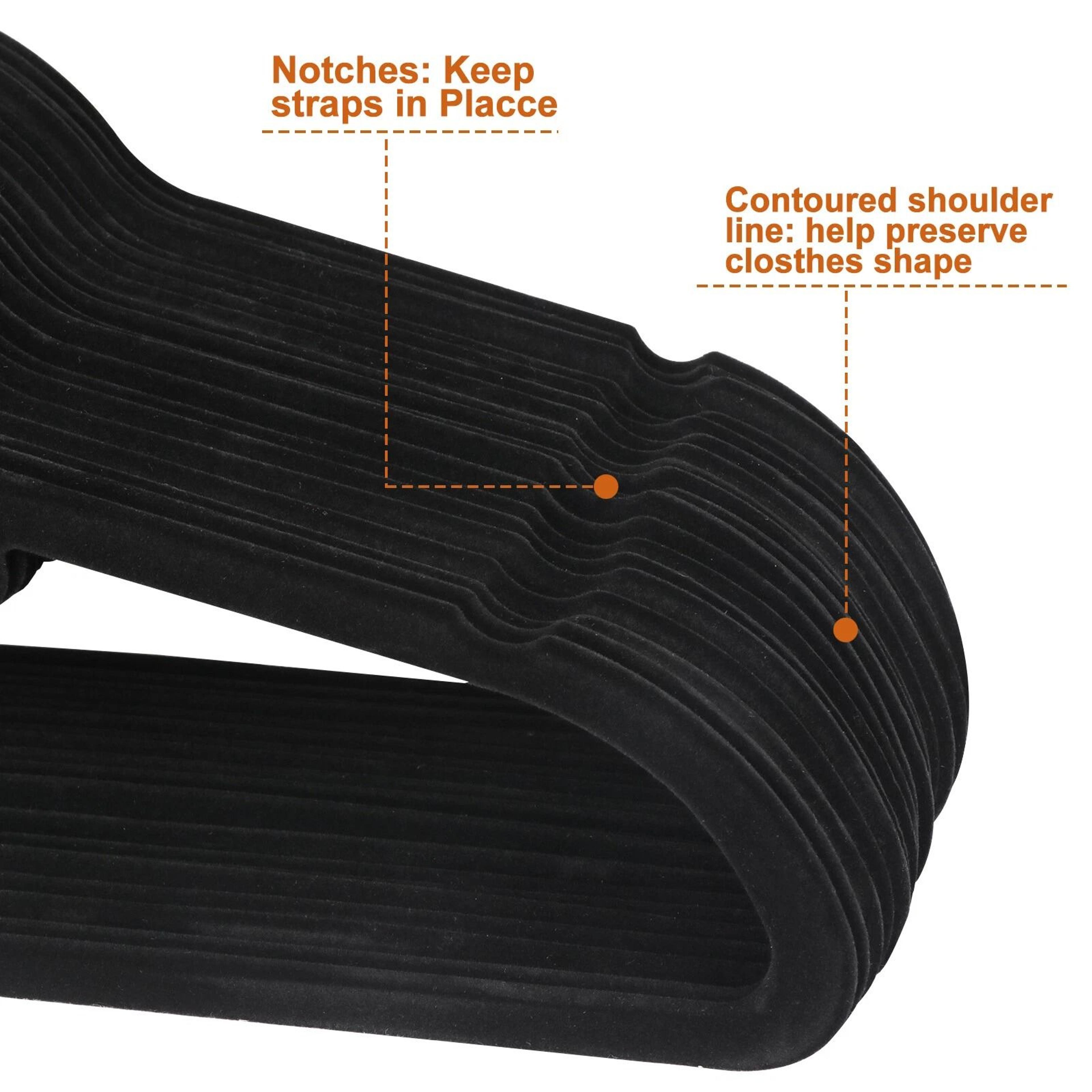 Velvet Non Slip Clothes Hangers With Swivel Hook Premium Black 3