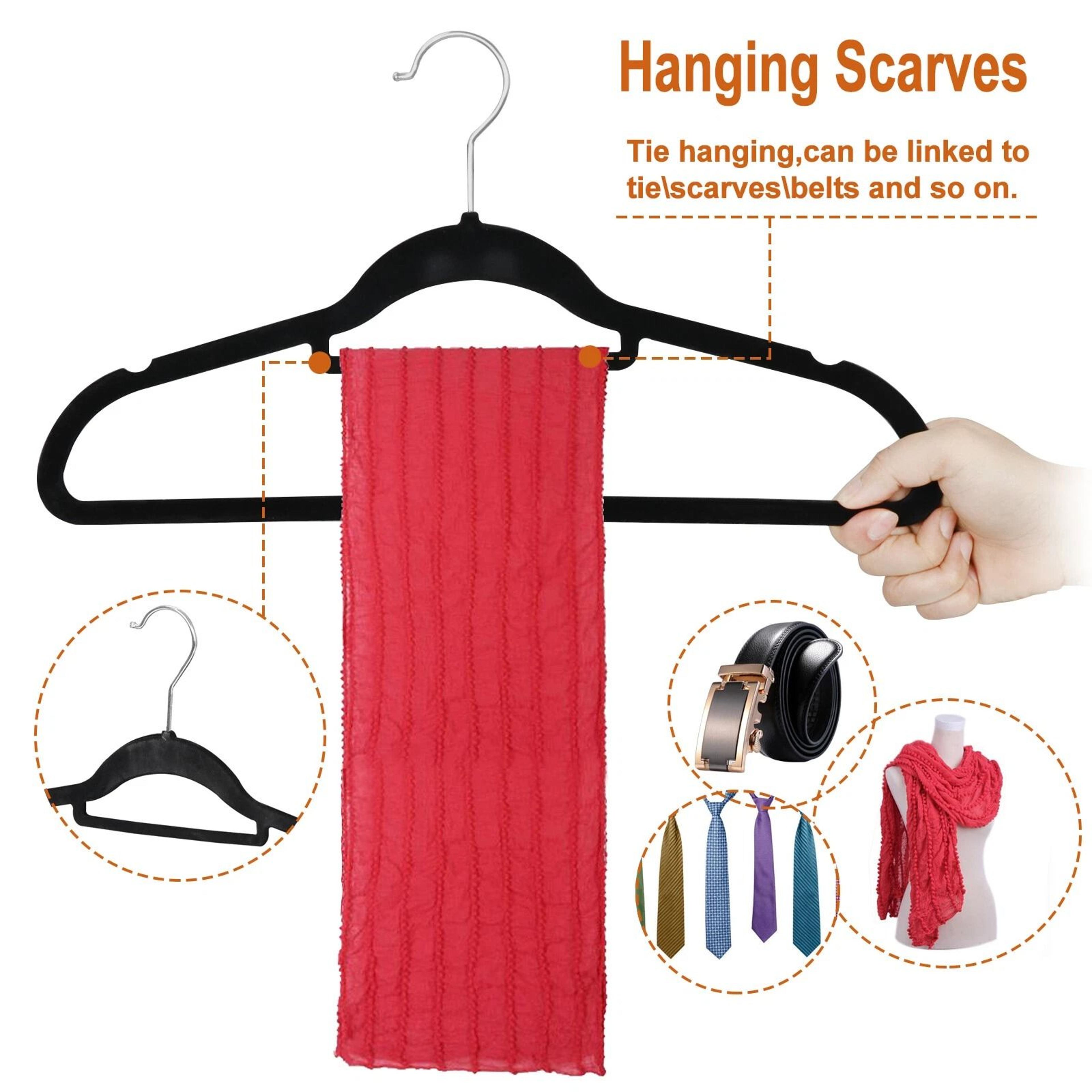 Velvet Non Slip Clothes Hangers With Swivel Hook Premium Black 5