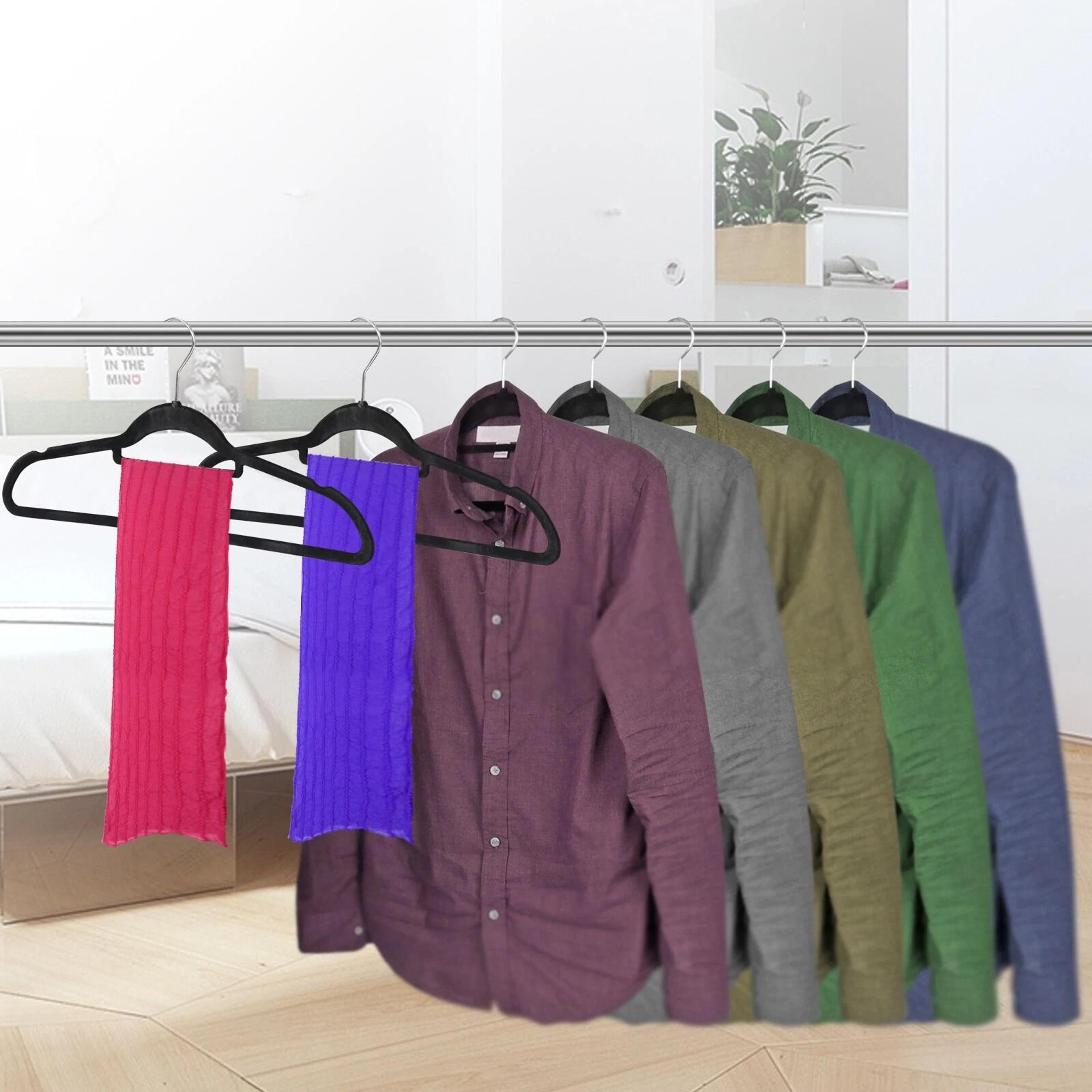 Velvet Non Slip Clothes Hangers With Swivel Hook Premium Black 7