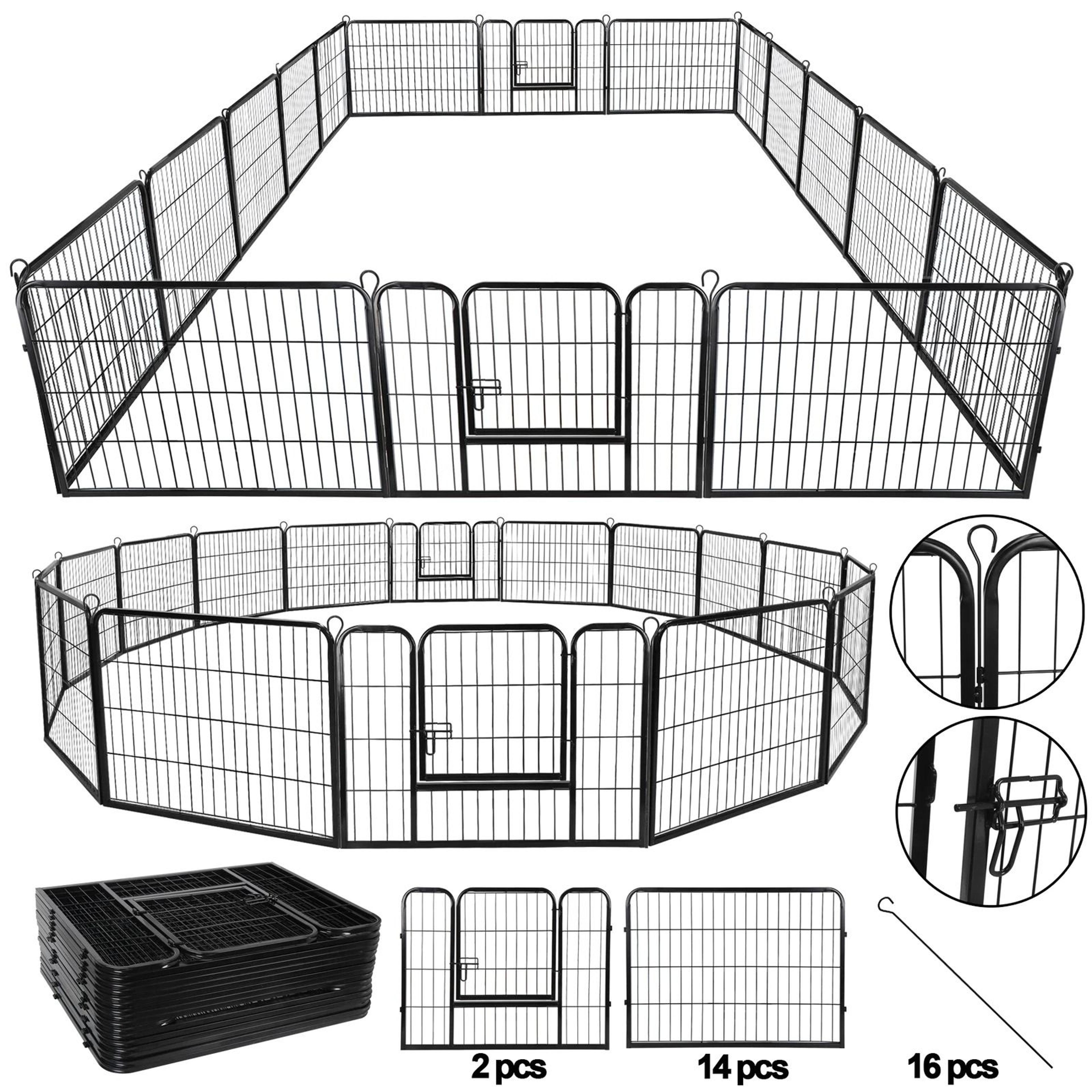 24 Panel Portable Dog Playpen Fence Foldable Pet Exercise Pen For Yard RV  Camping 12