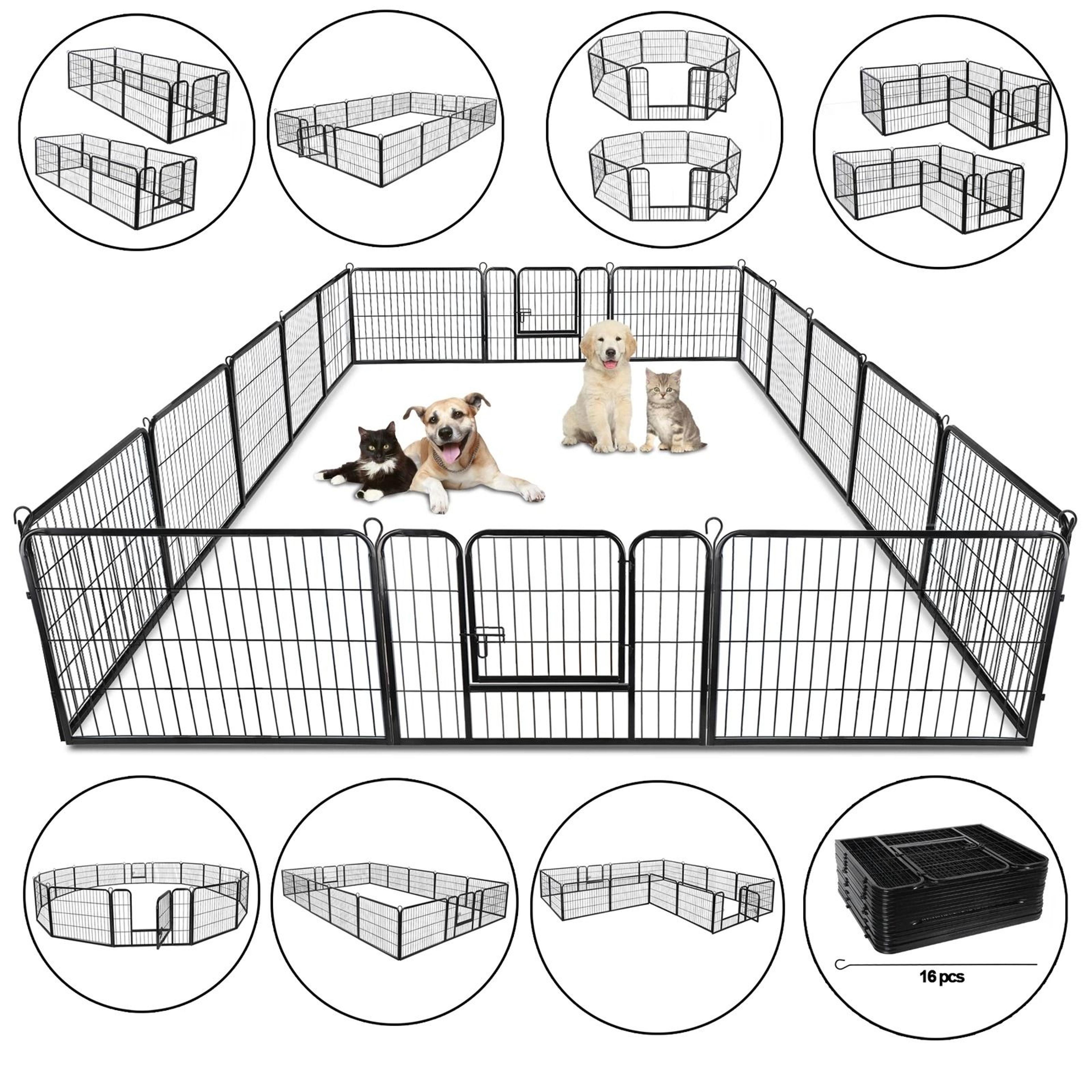 24 Panel Portable Dog Playpen Fence Foldable Pet Exercise Pen For Yard RV  Camping 14