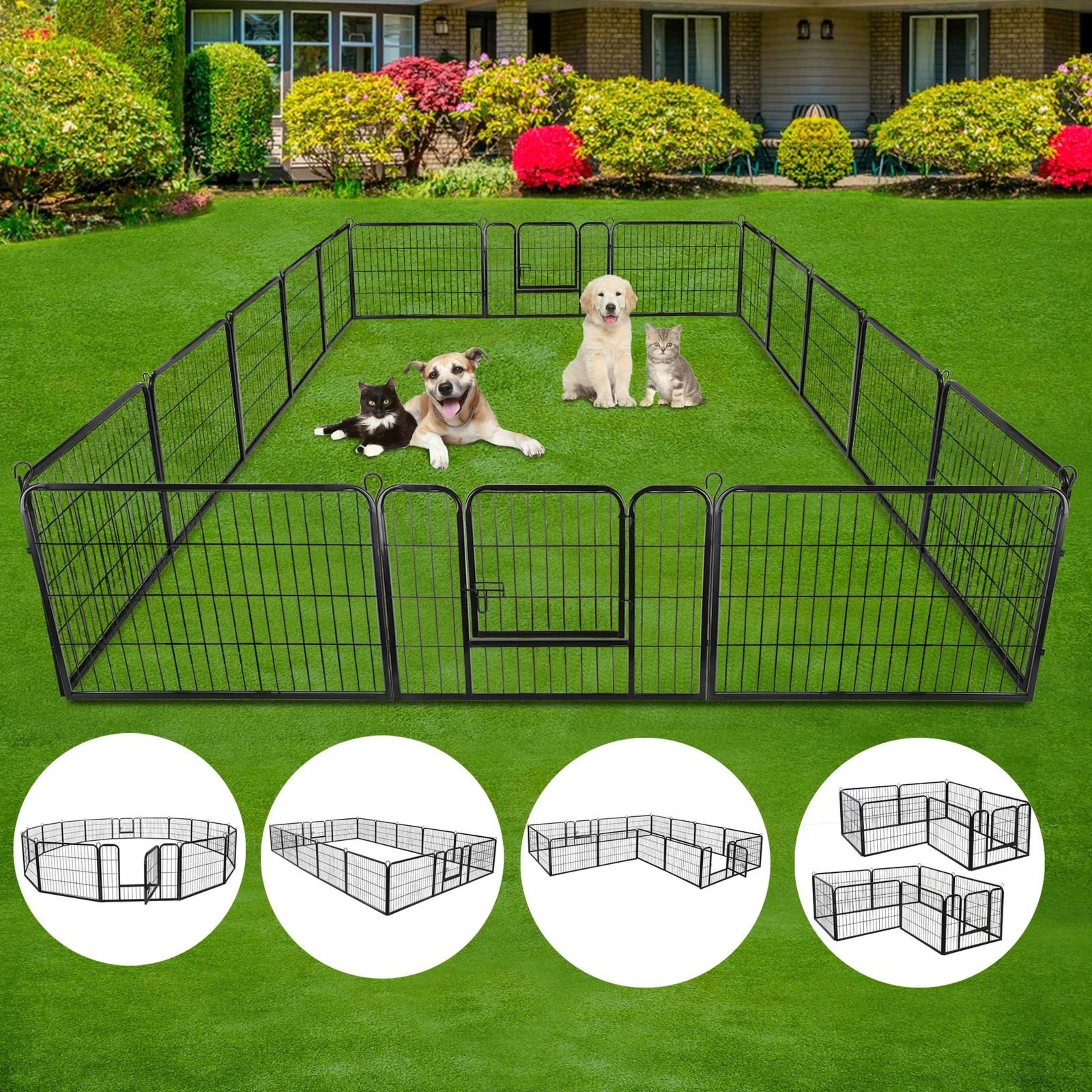 24 panel portable dog playpen fence foldable pet exercise pen for yard, rv & camping