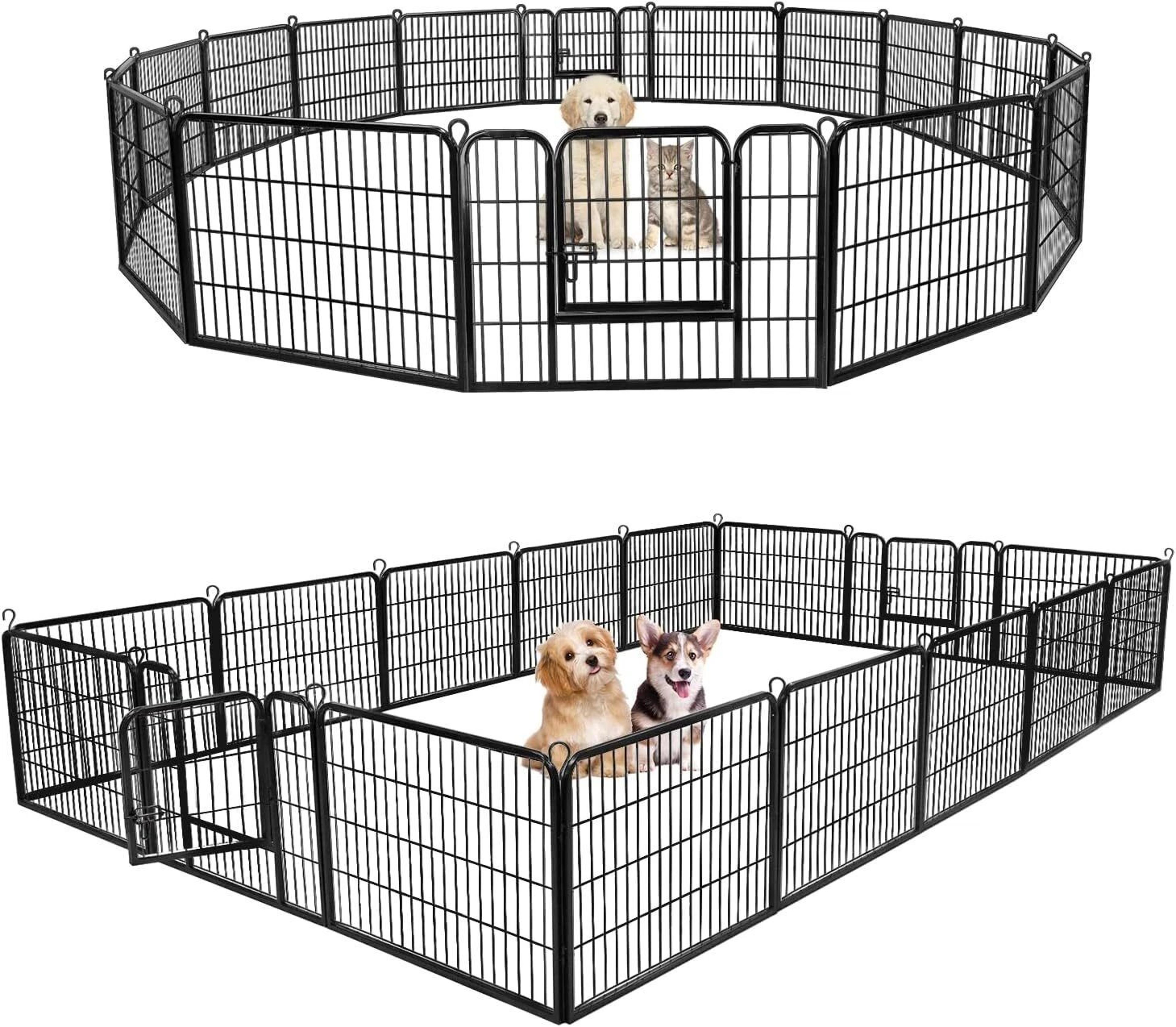 24 Panel Portable Dog Playpen Fence Foldable Pet Exercise Pen For Yard RV  Camping 19