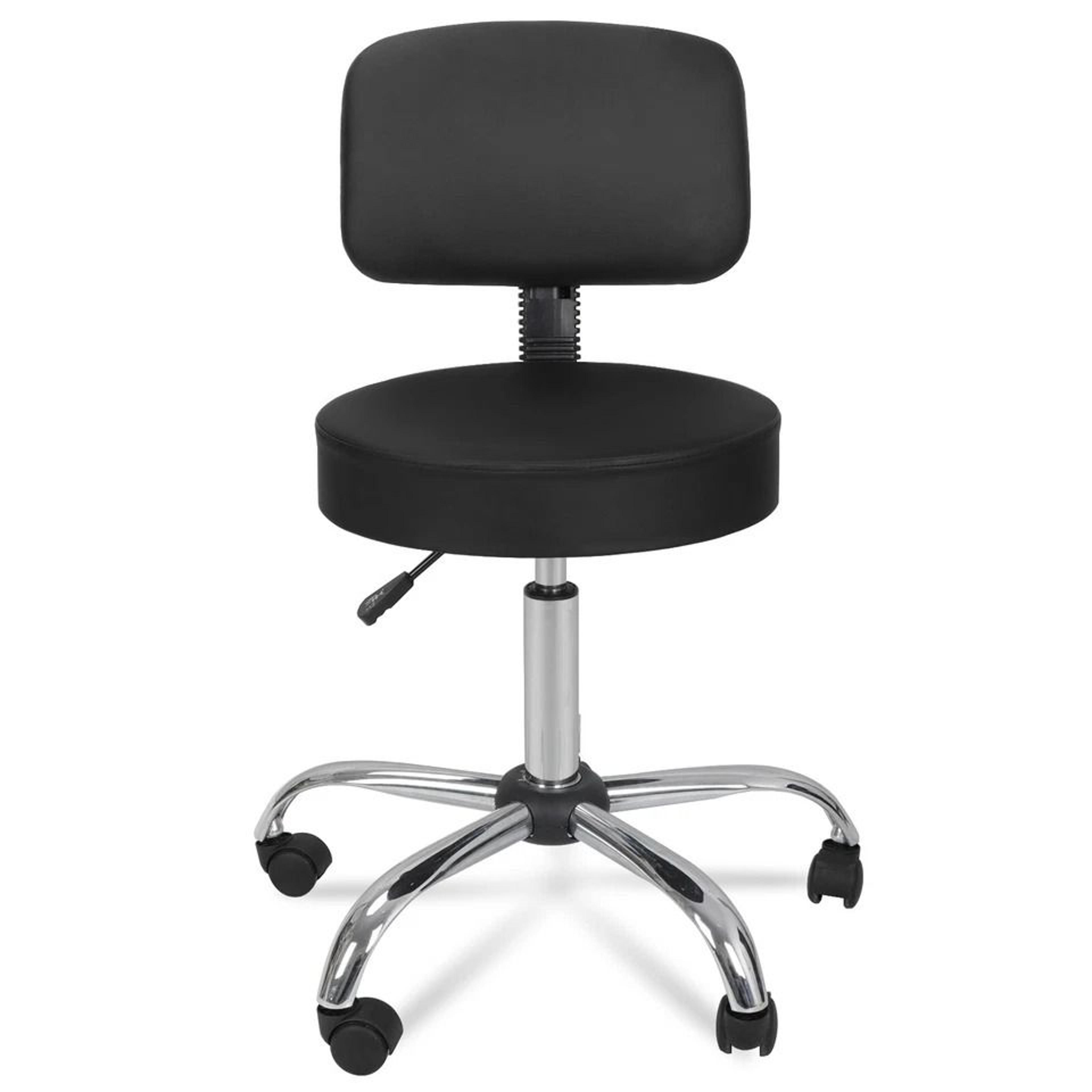 Swivel Salon Spa Stool Chair With Adjustable Hydraulic Rolling System  Back Support 1