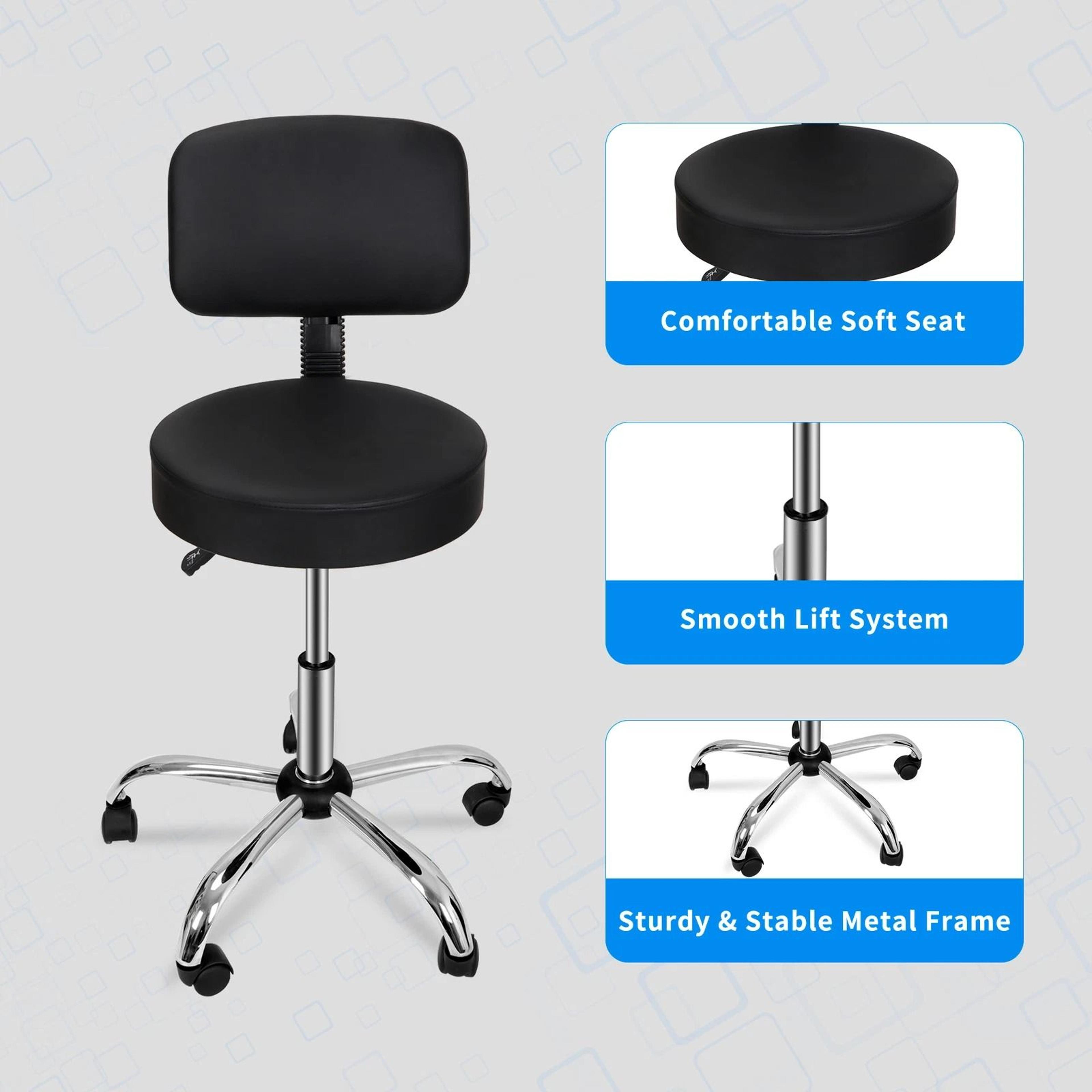 Swivel Salon Spa Stool Chair With Adjustable Hydraulic Rolling System  Back Support 8