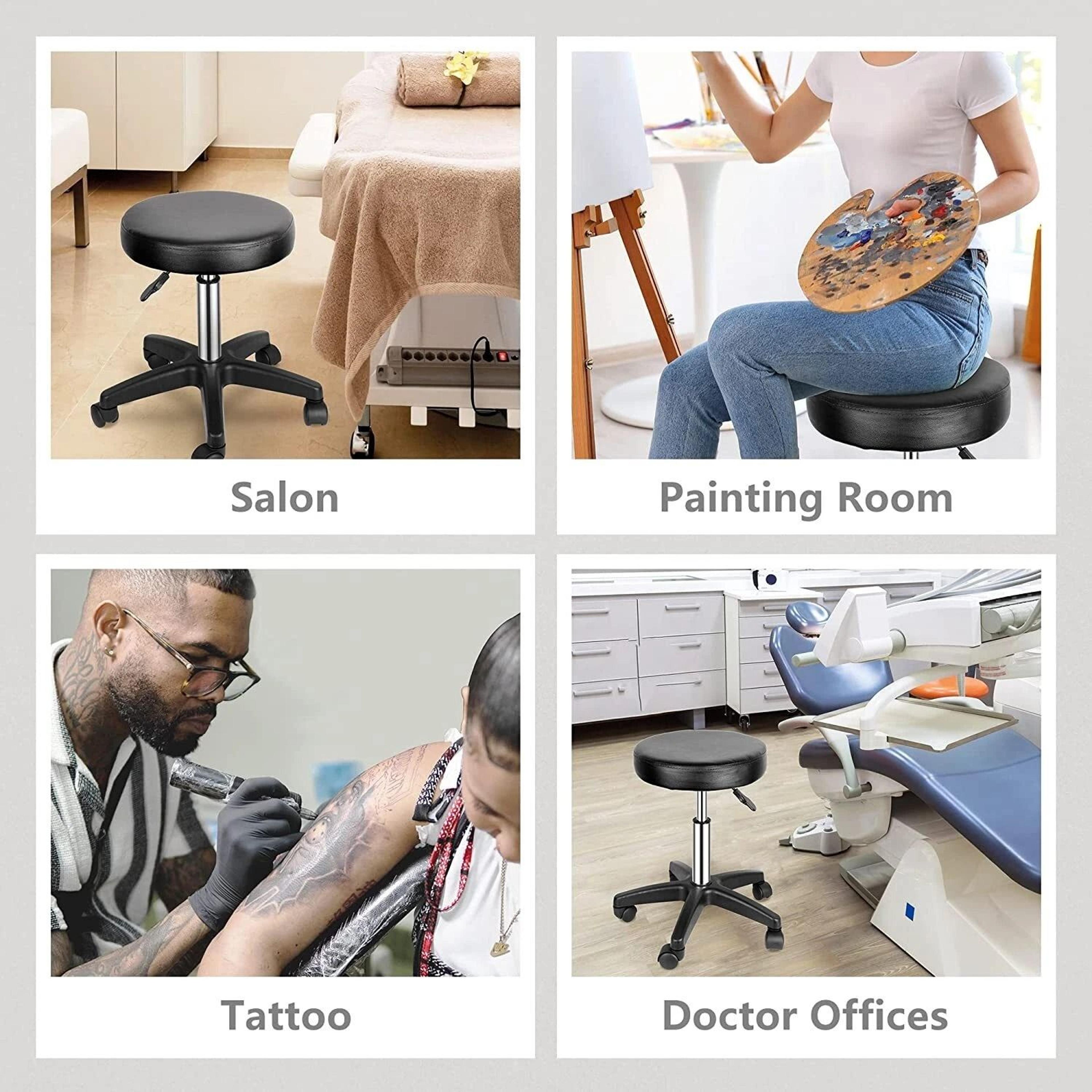 Adjustable Rolling Stool With PU Leather Seat Swivel Design And Height Adjustment For Salon Office  5