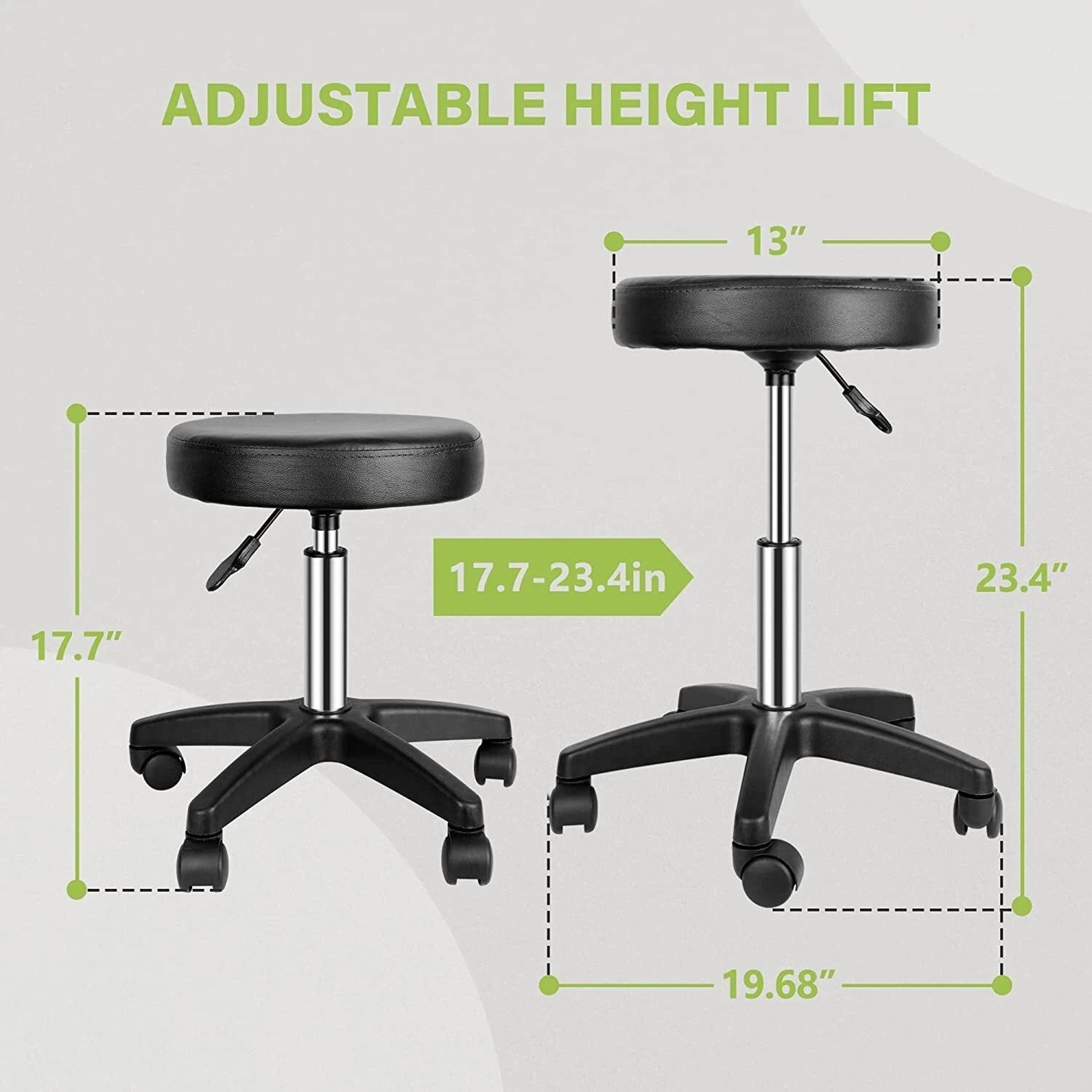 Adjustable Rolling Stool With PU Leather Seat Swivel Design And Height Adjustment For Salon Office  8