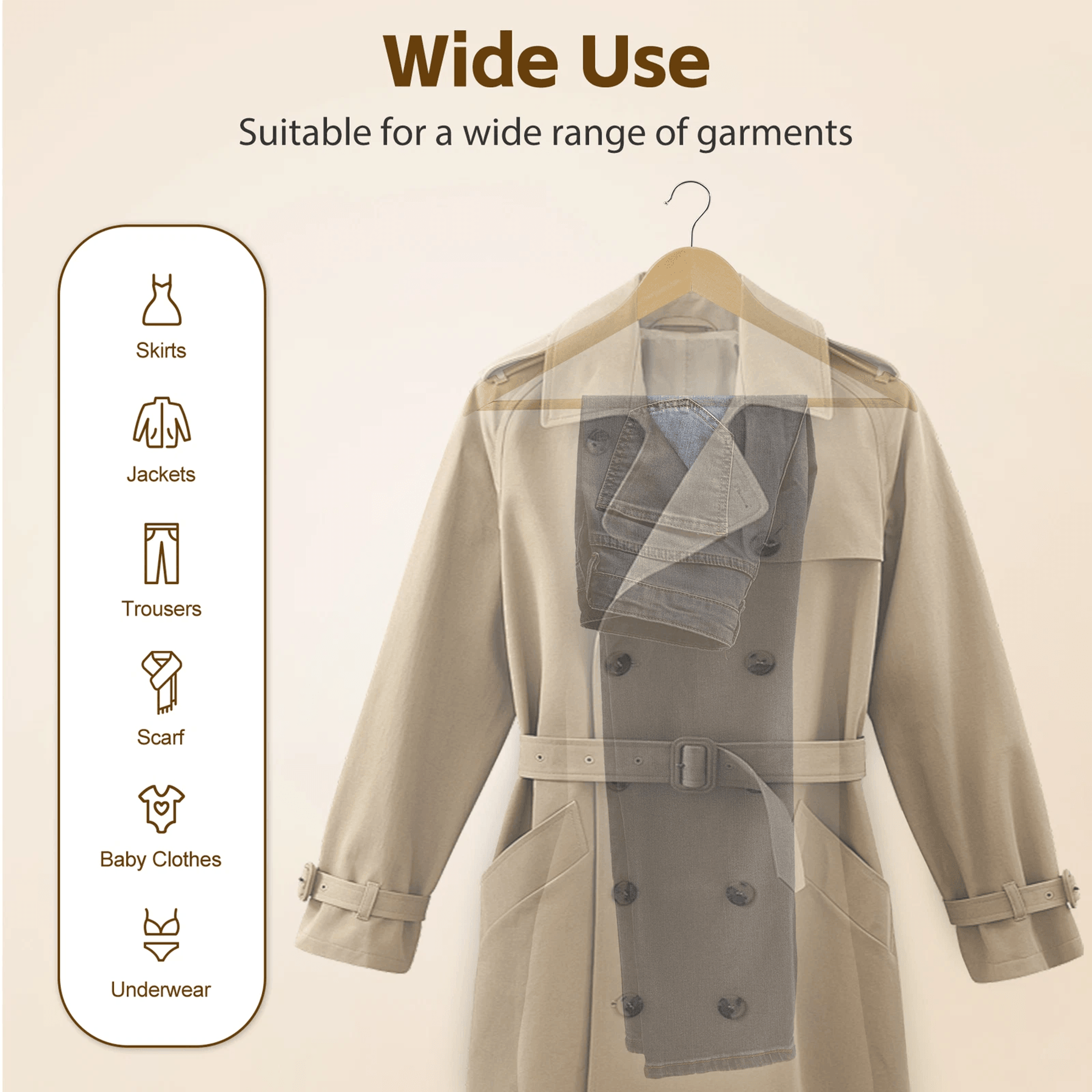 Premium Wooden Clothes Hangers With Swivel Hooks Non Slip Durable Bulk Closet Hangers 4