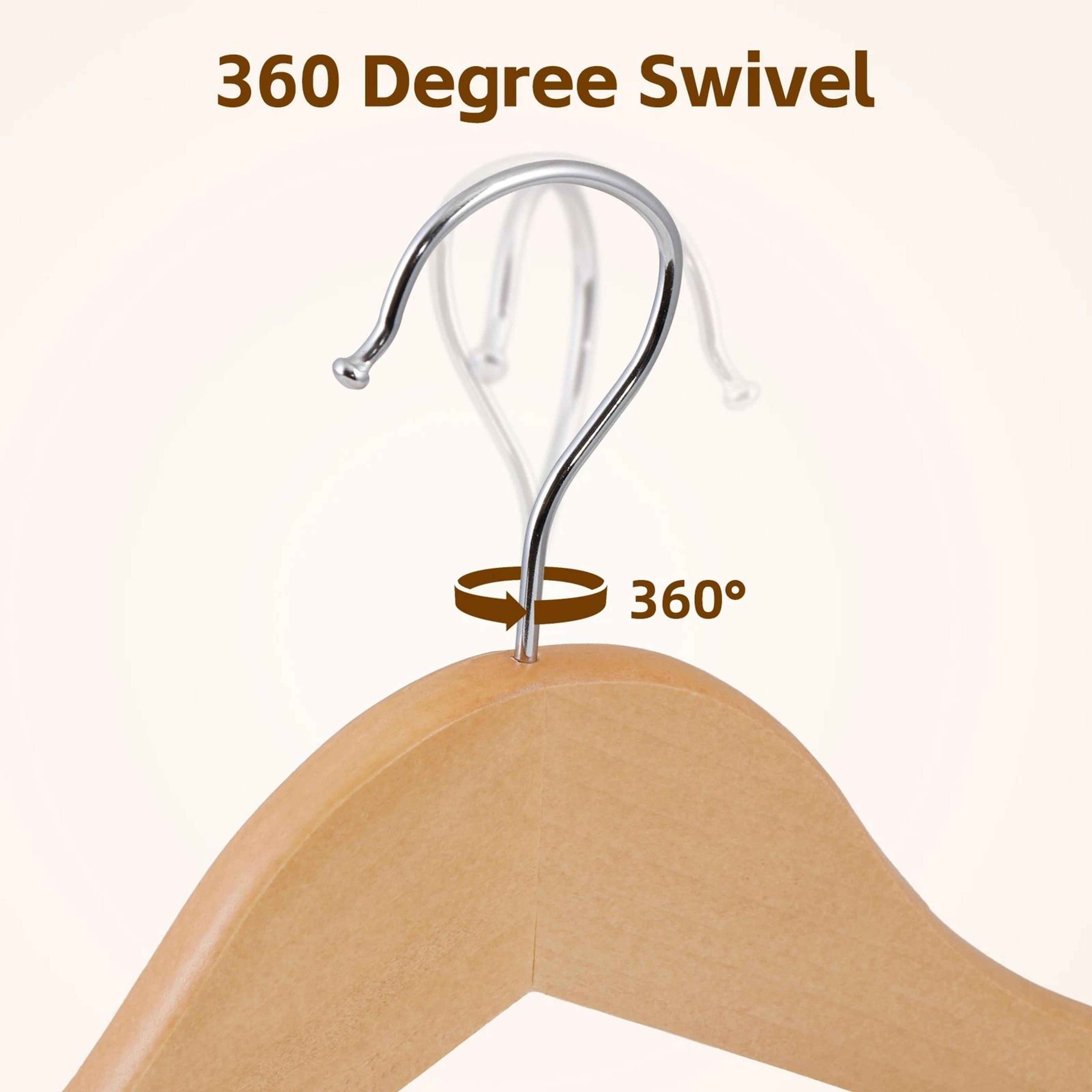 Premium Wooden Clothes Hangers With Swivel Hooks Non Slip Durable Bulk Closet Hangers 6