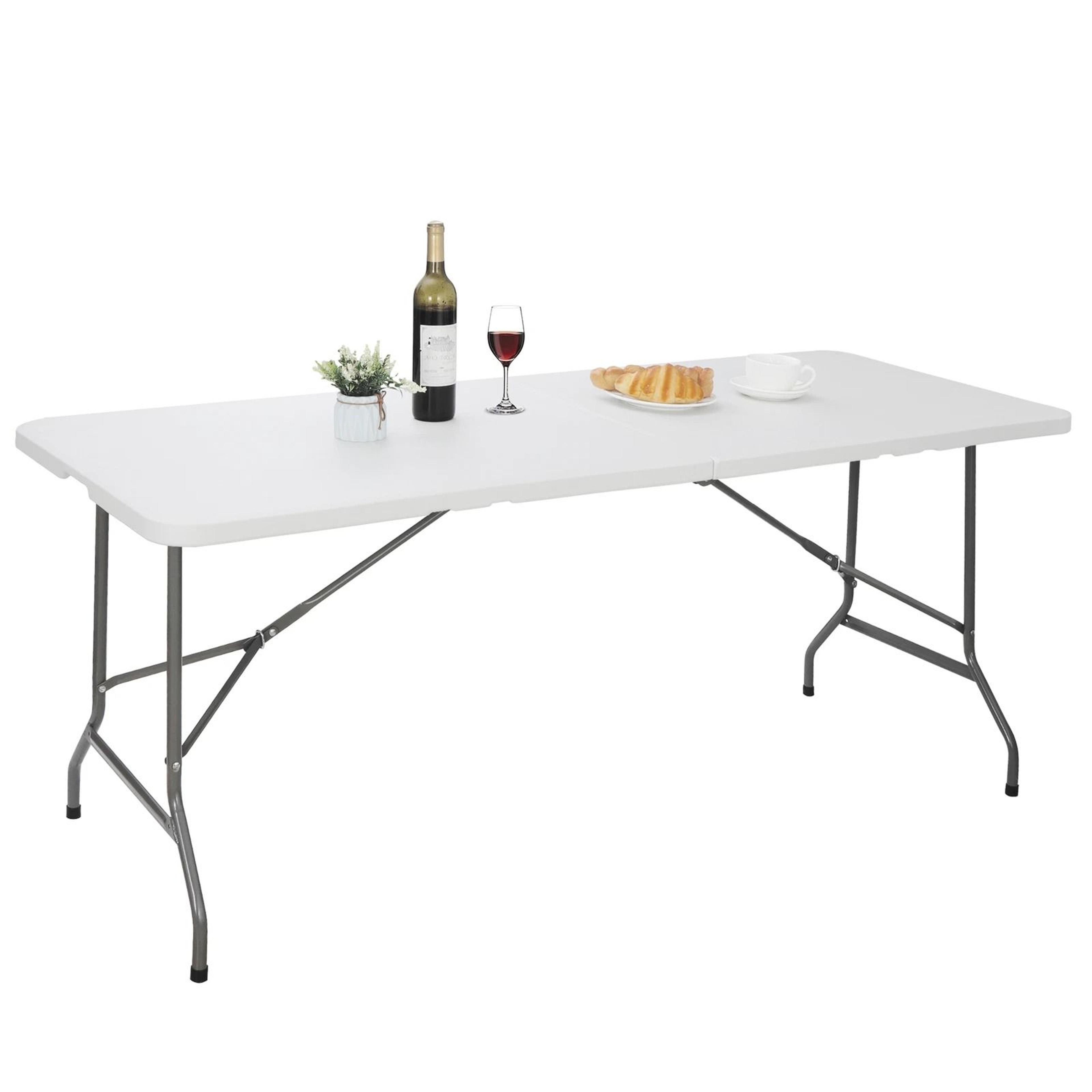heavy duty plastic folding table with handle – ideal for camping & parties