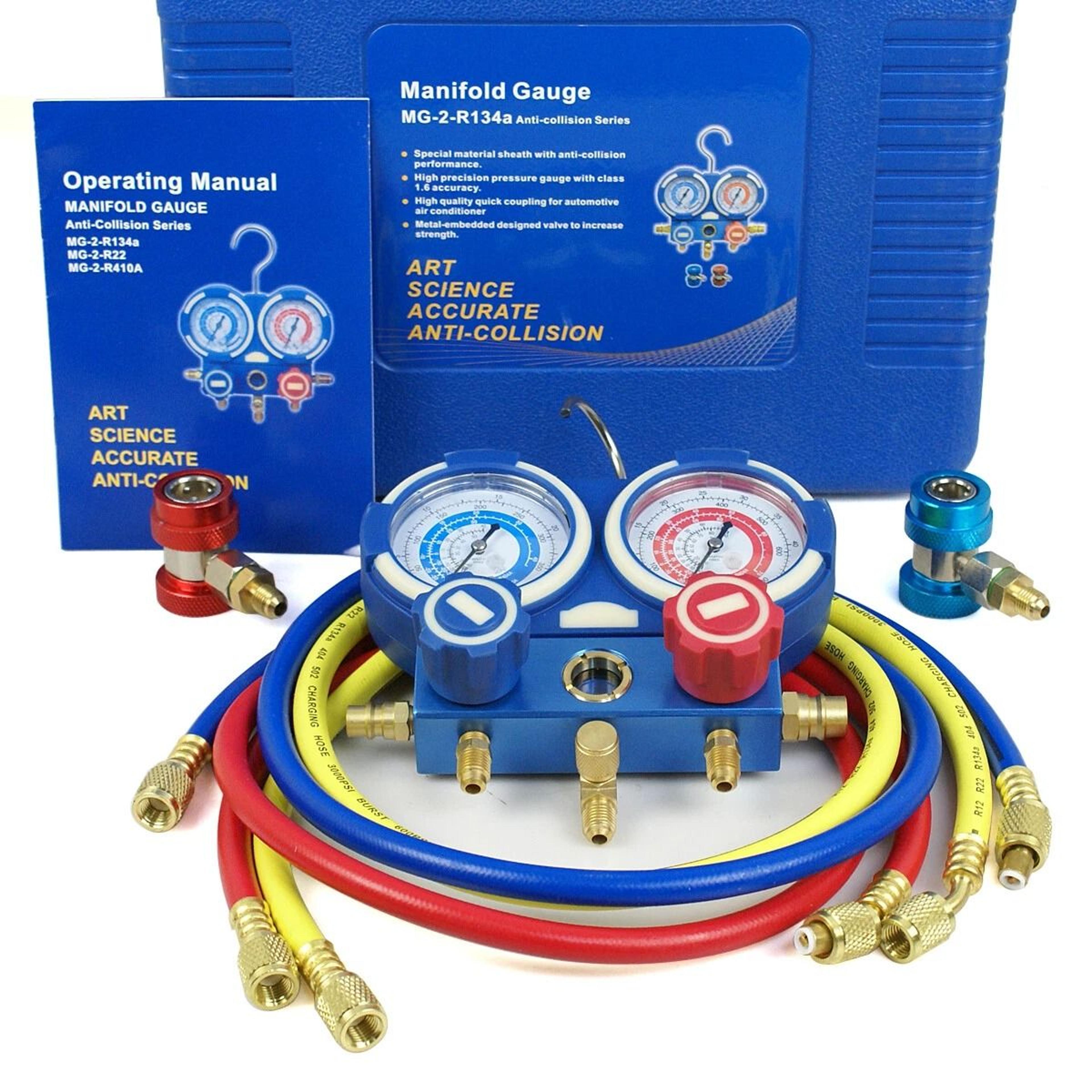 AC Manifold Gauge Set For Refrigerants Brass Charging Kit With Durable Case 12