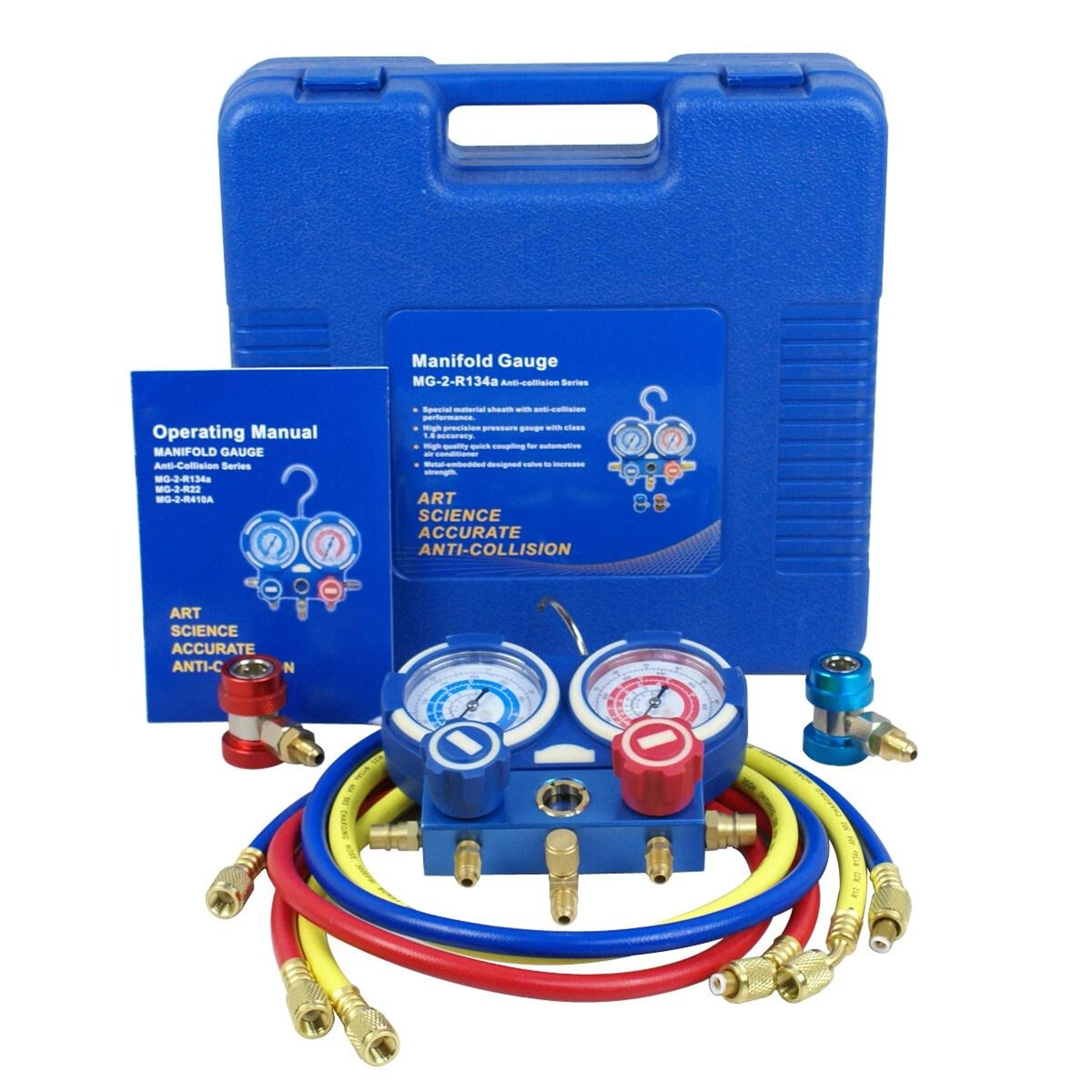 AC Manifold Gauge Set For Refrigerants Brass Charging Kit With Durable Case 13