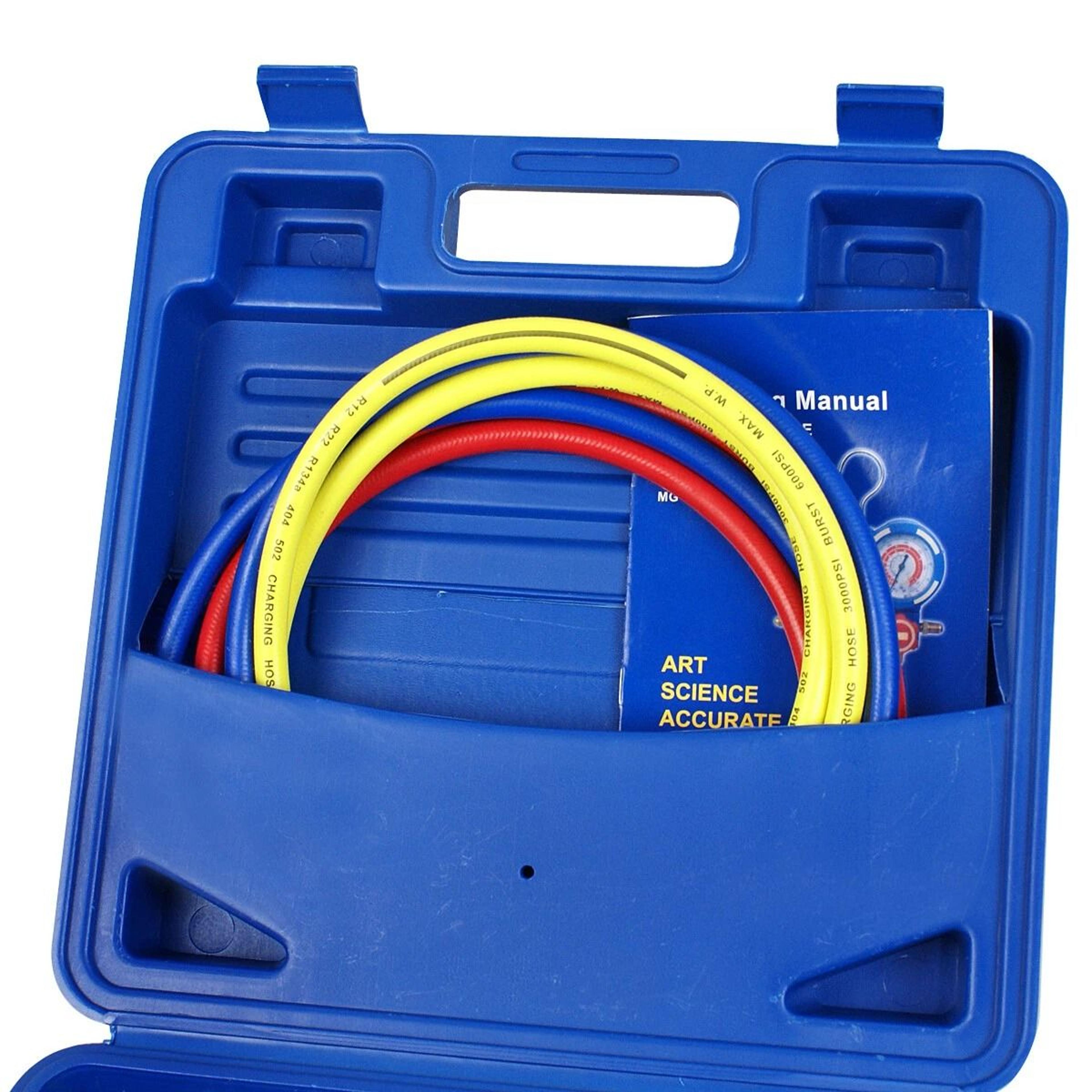 AC Manifold Gauge Set For Refrigerants Brass Charging Kit With Durable Case 4