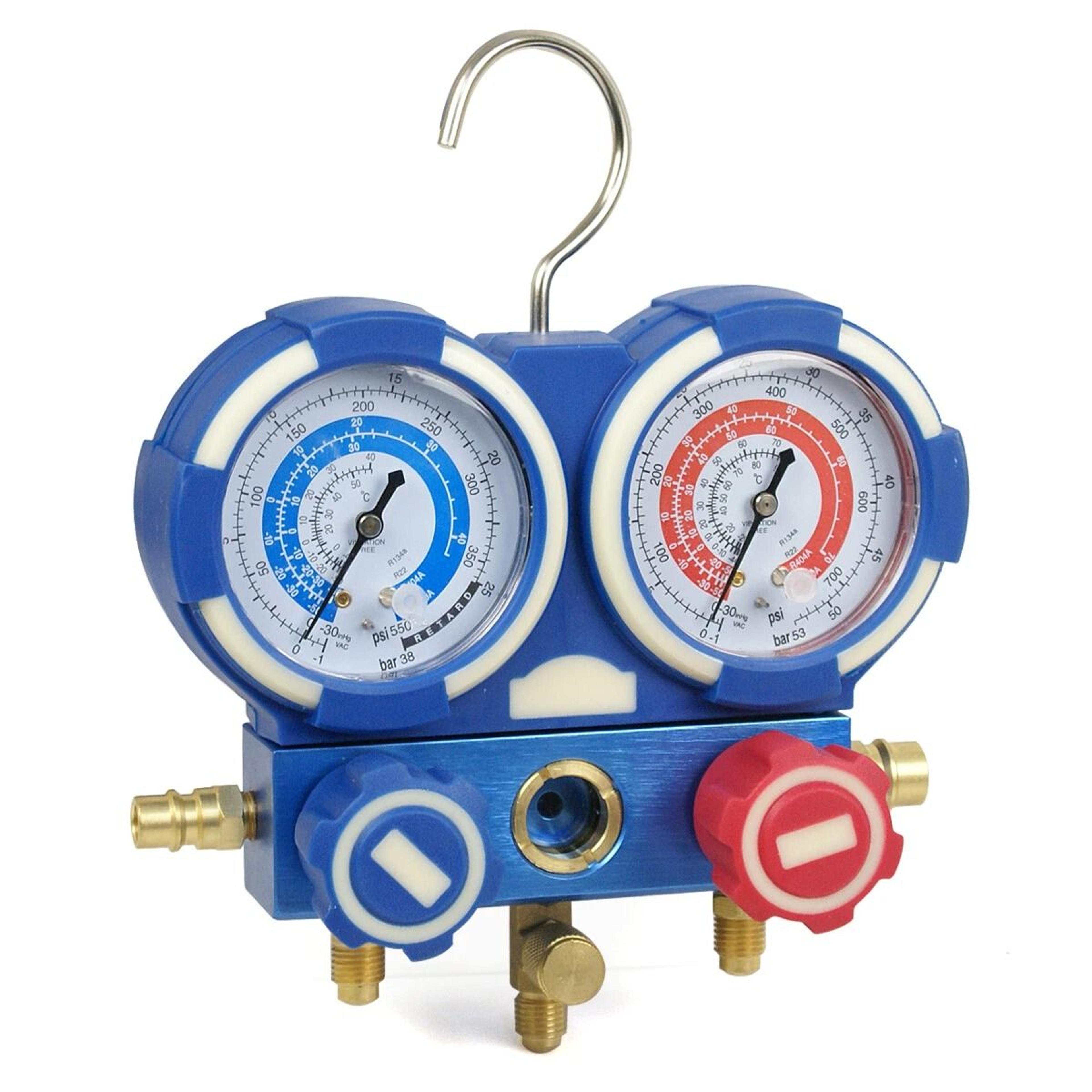 AC Manifold Gauge Set For Refrigerants Brass Charging Kit With Durable Case 9