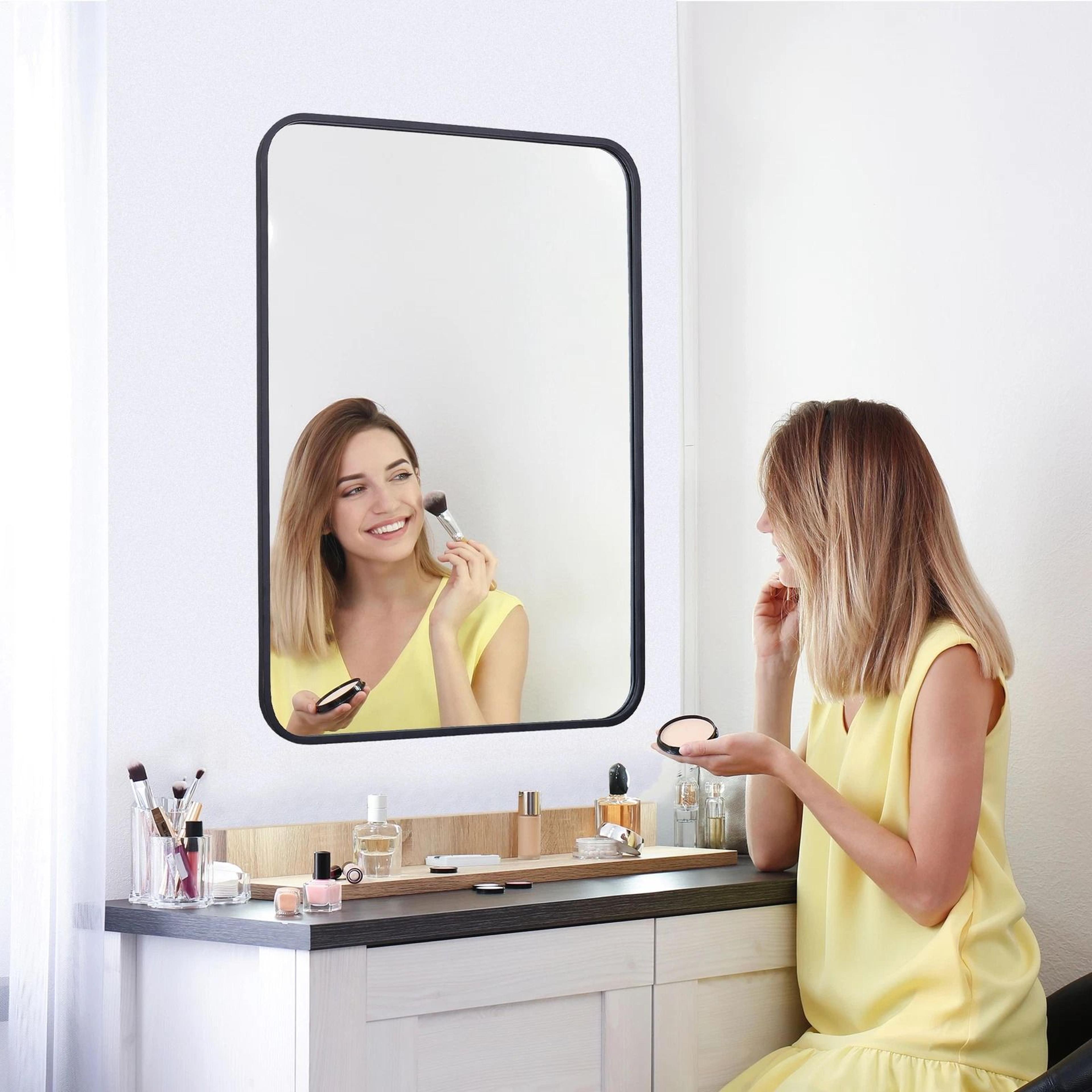 black wall mirror for bathroom rectangular vanity mirror with metal frame