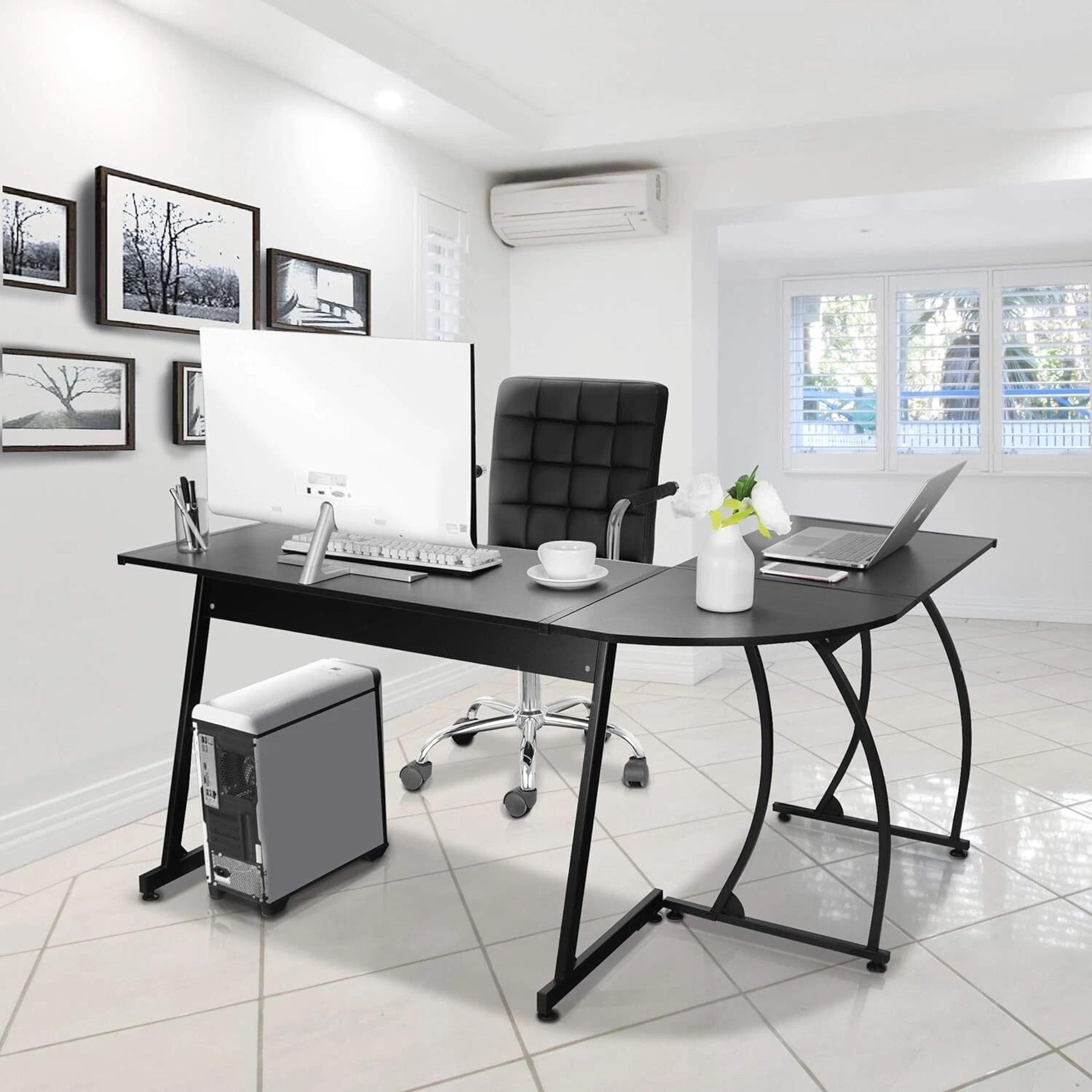 l shaped gaming desk corner computer desk multi-functional pc/laptop study table workstation with spacious storage