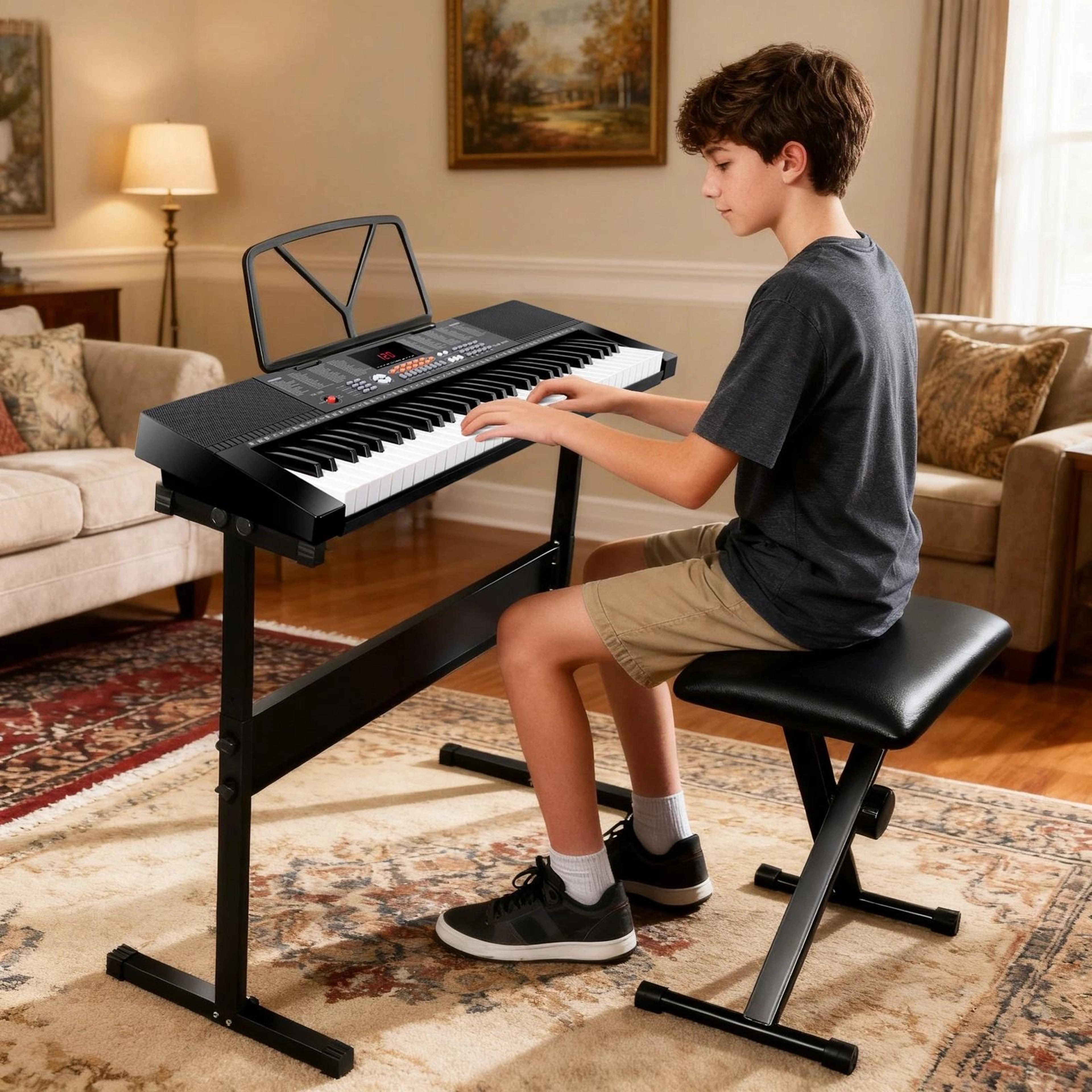 61 key electric keyboard piano set with stool & headphones built in speakers