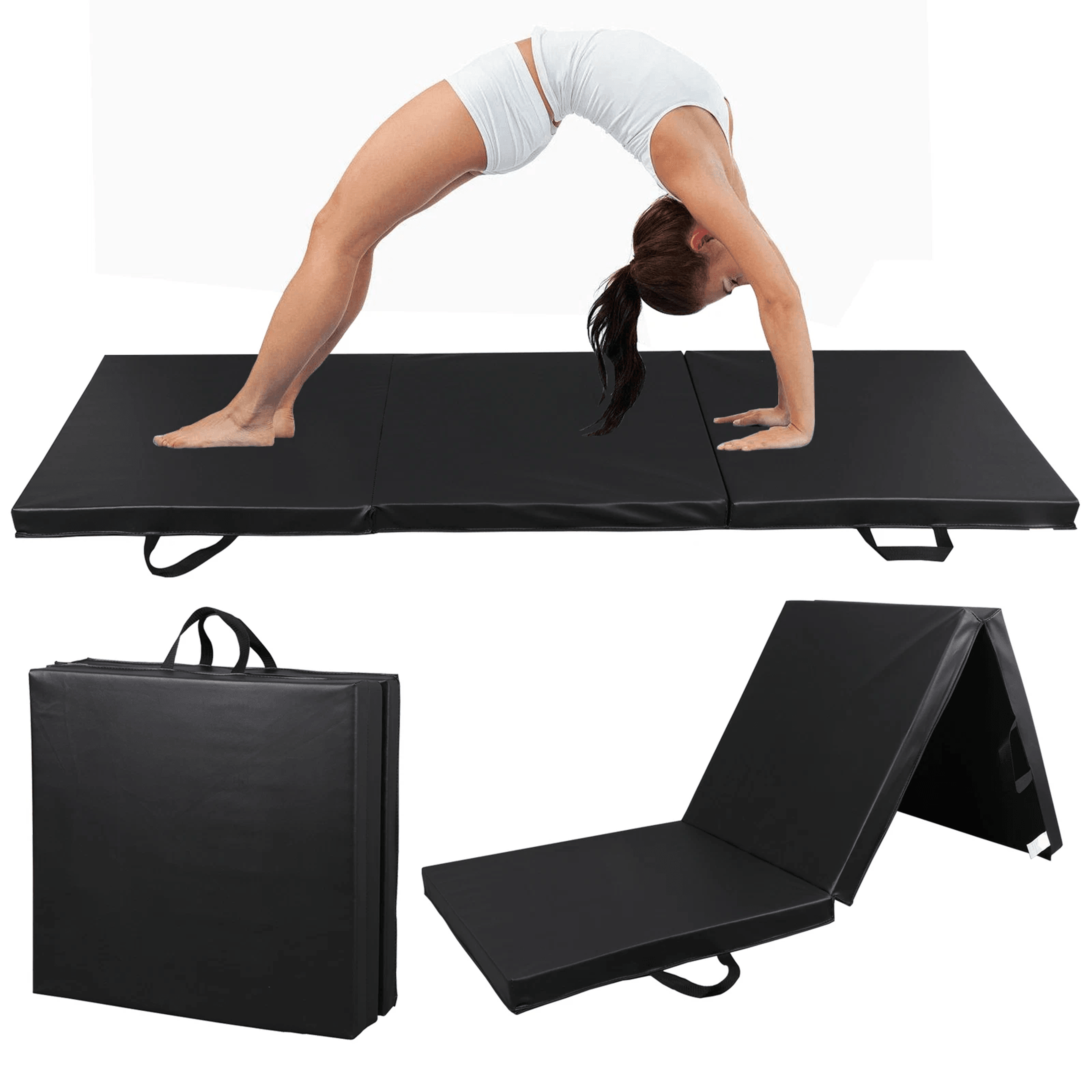 Folding Gymnastics Mat Thick Foam Exercise Mat With Carrying Handle For Yoga Stretching  Fitness 10