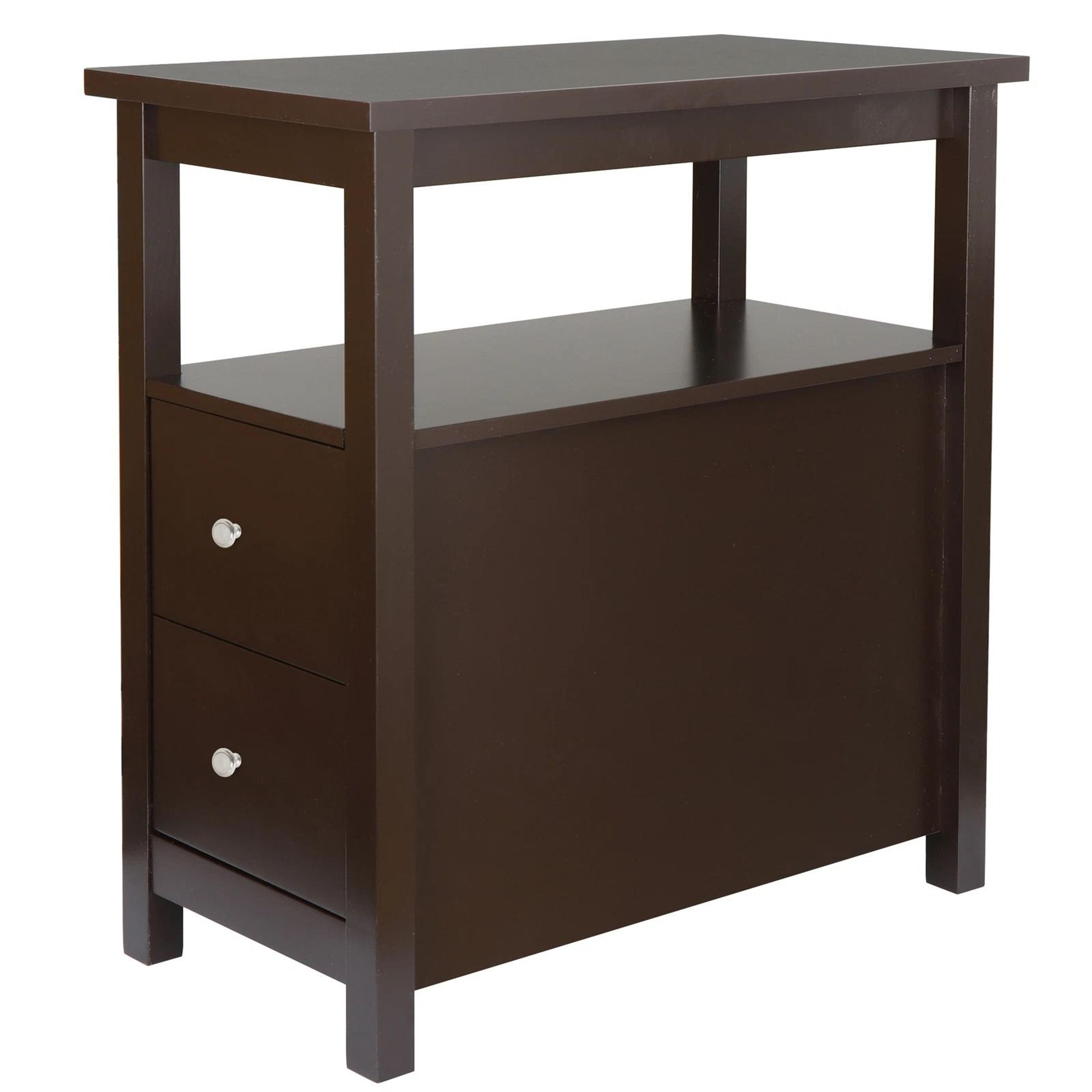 Narrow End Table With Drawer  Open Shelf Stylish Sofa Side Table For Living Room 2