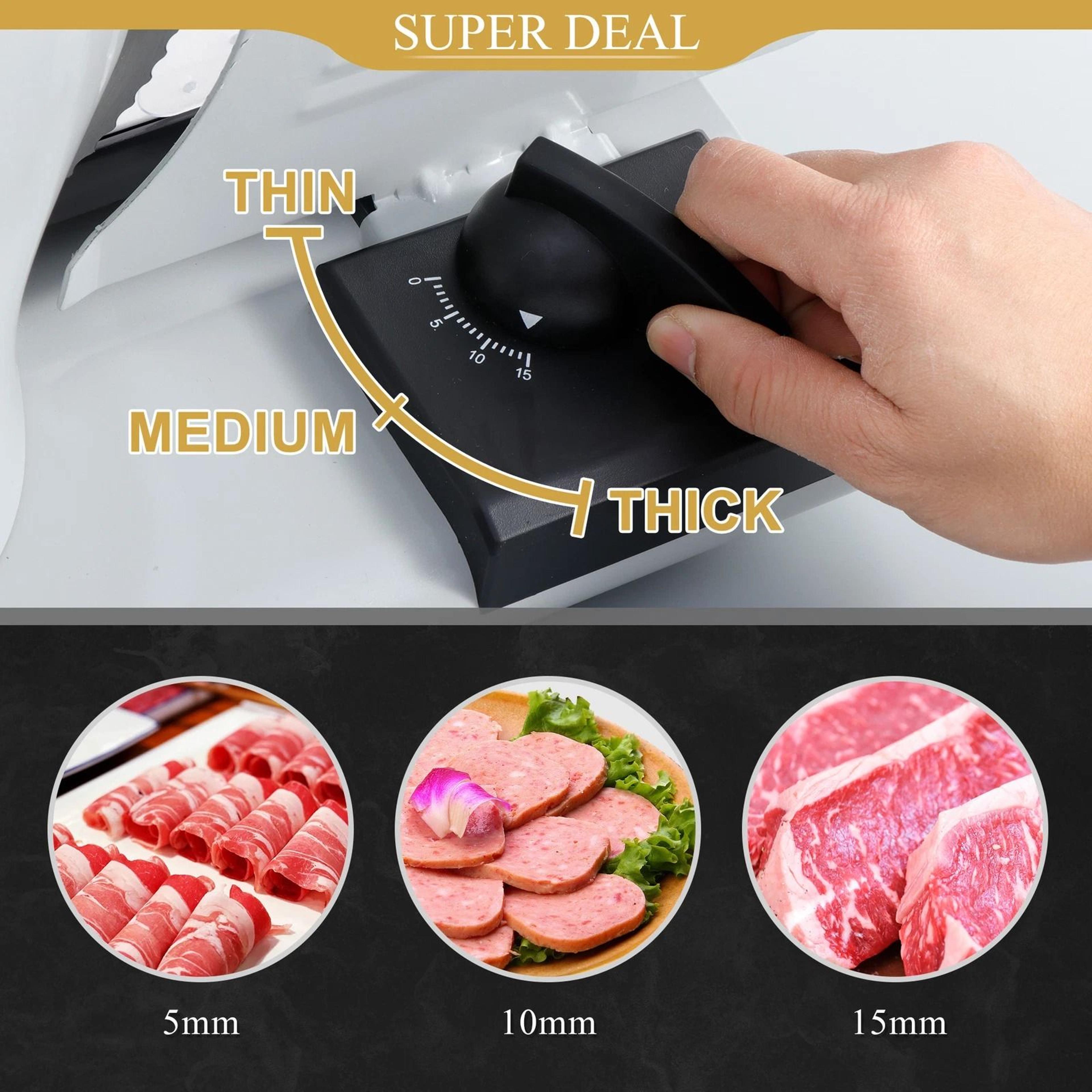 Premium Electric Meat Slicer Stainless Steel Blade Adjustable Thickness For Precise Cuts 8