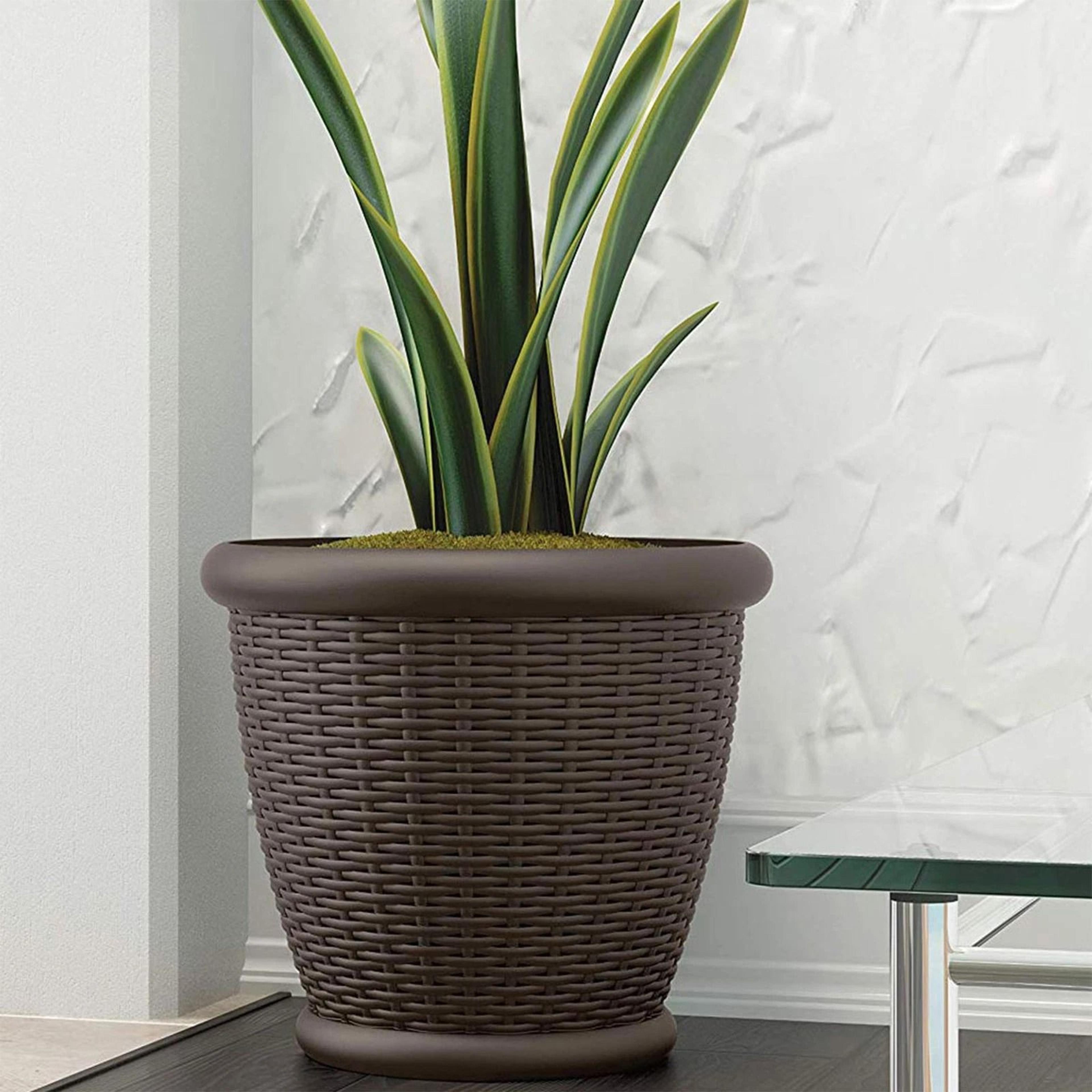 suncast willow decorative wicker patio planter pot