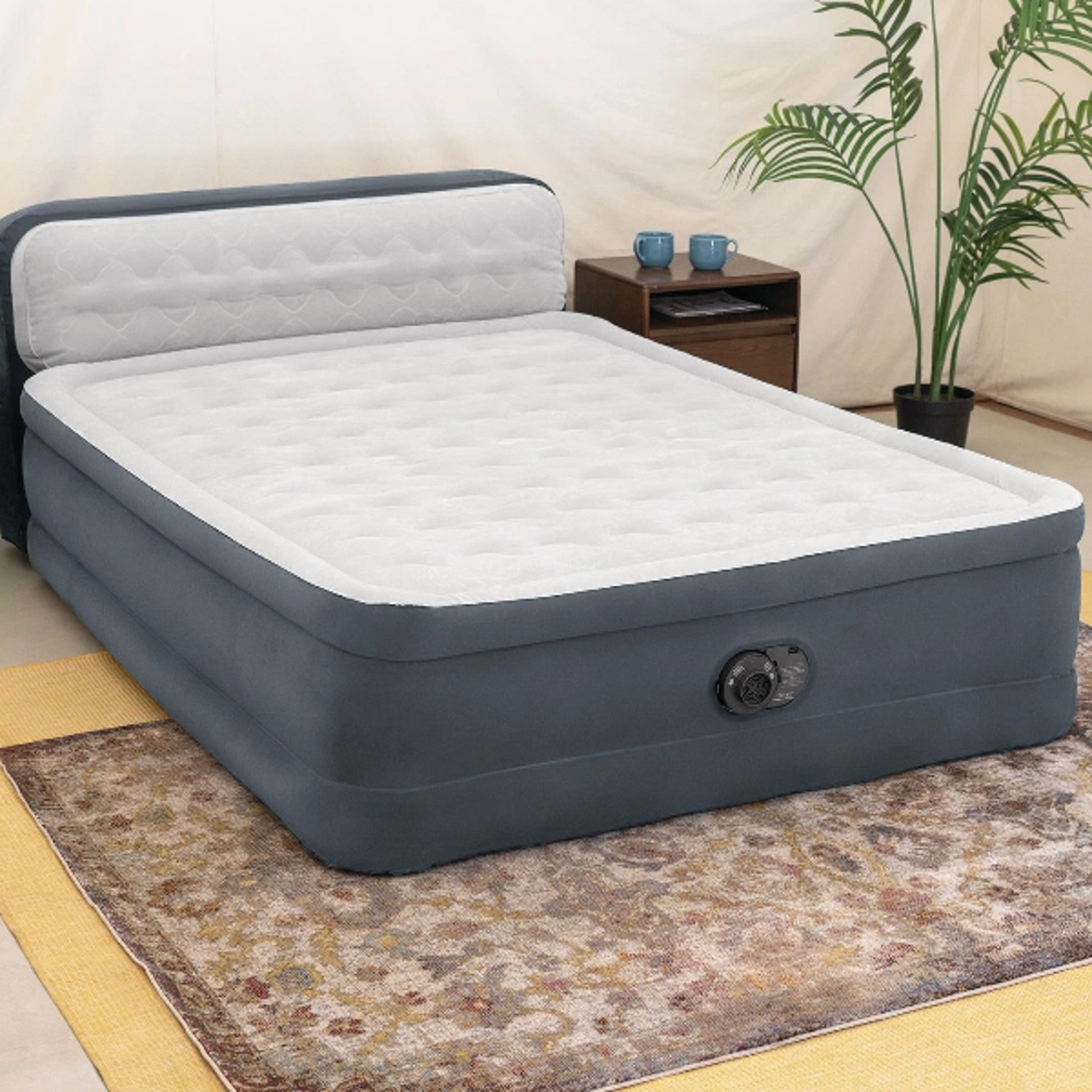 dura beam deluxe ultra plush headboard queen mattress with built in pump