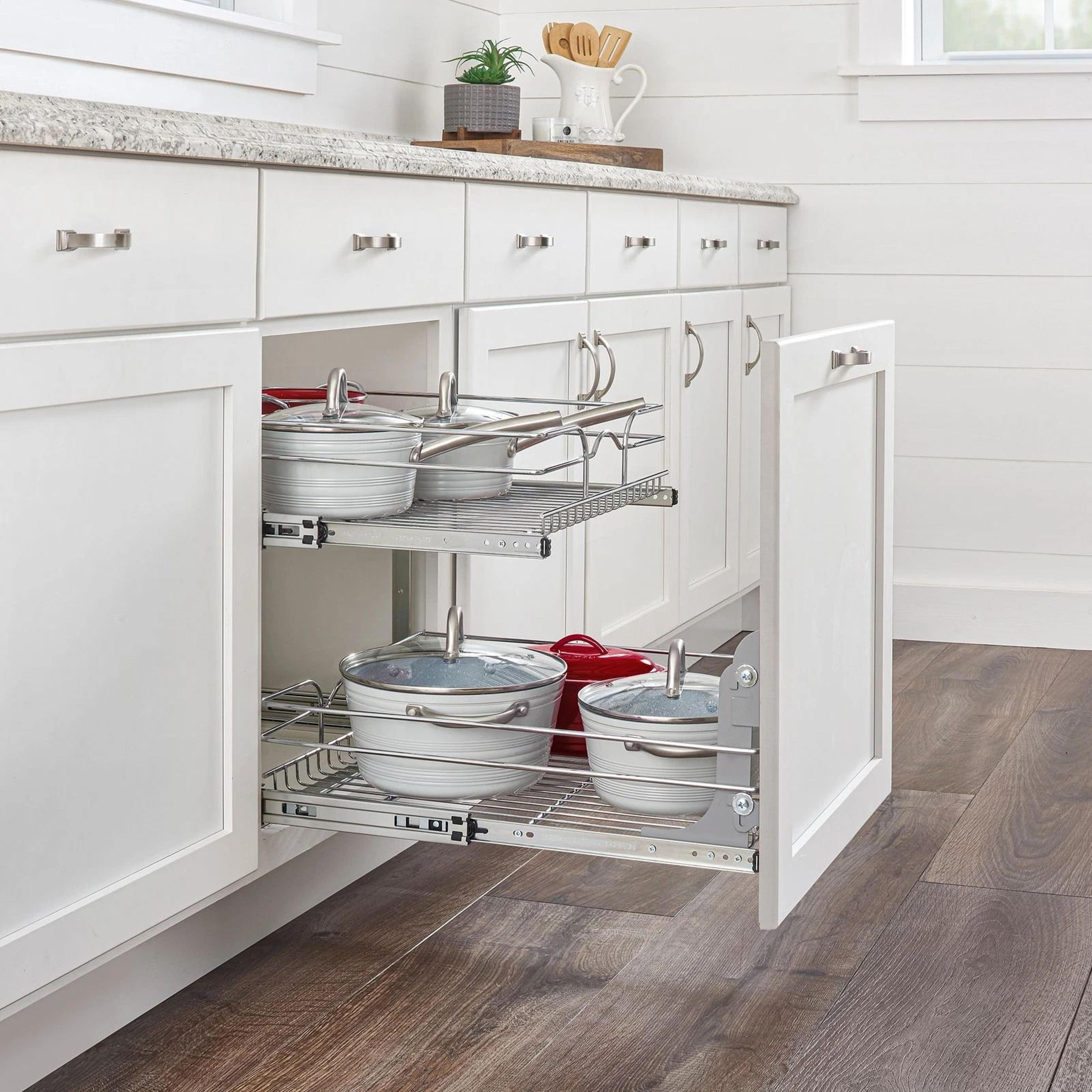 kitchen cabinet organizer, pullout shelf, heavy duty