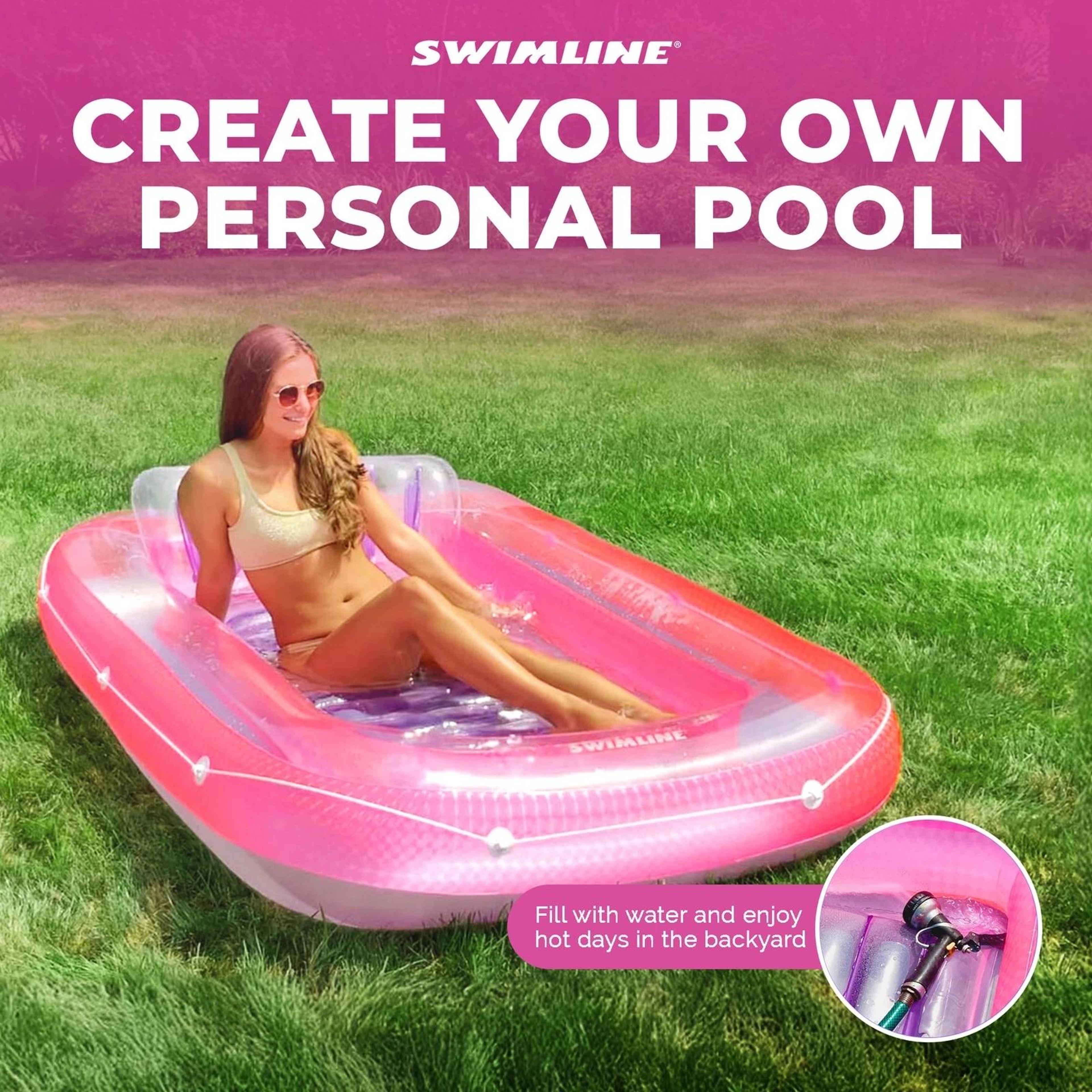 Swimline Classic Edition Inflatable Pool Lounge Suntan Tub Floating Pool Hybrid Lounge Pink 6