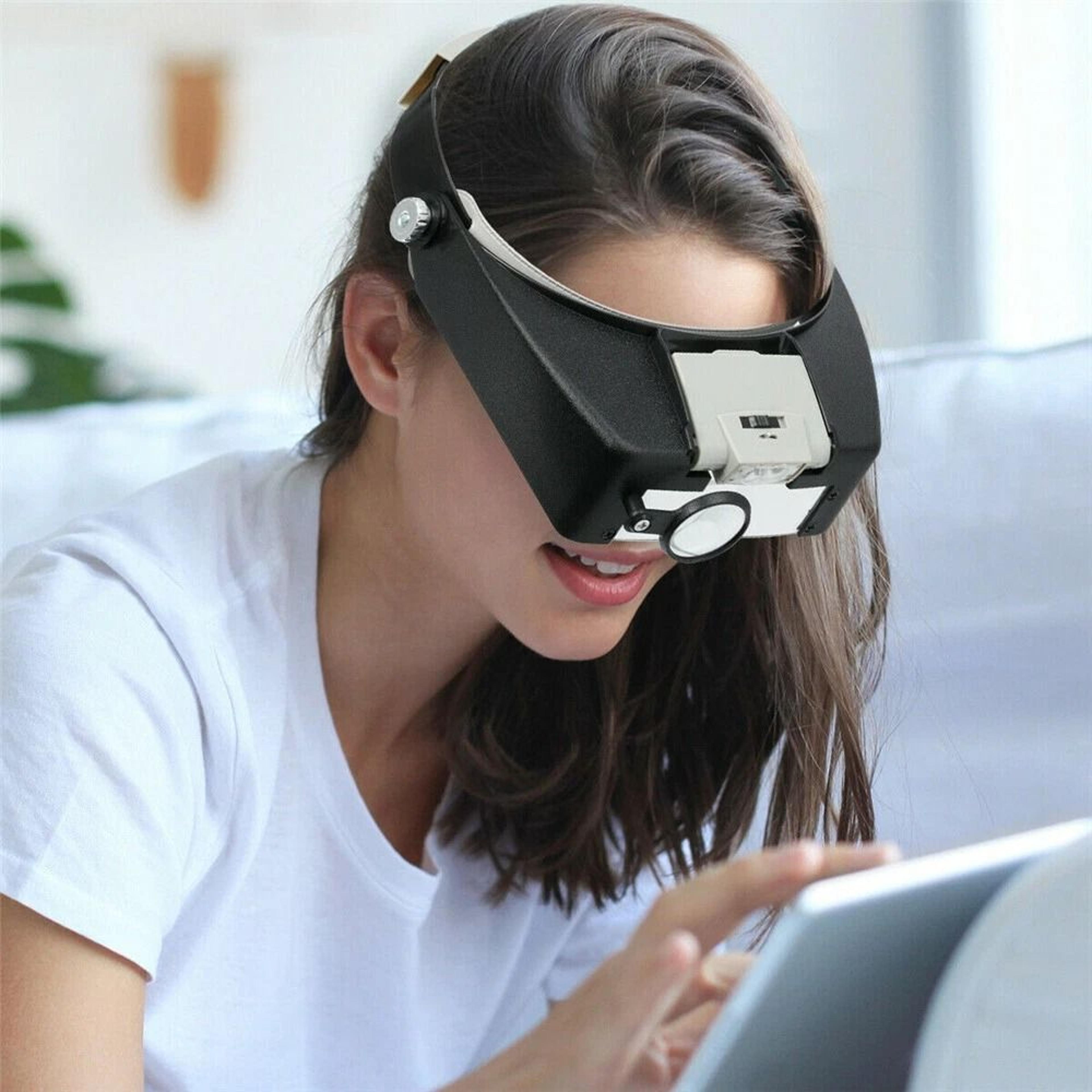 led illuminated magnifying visor glasses headband magnifier loupe for jewelers, crafts, and hobbies