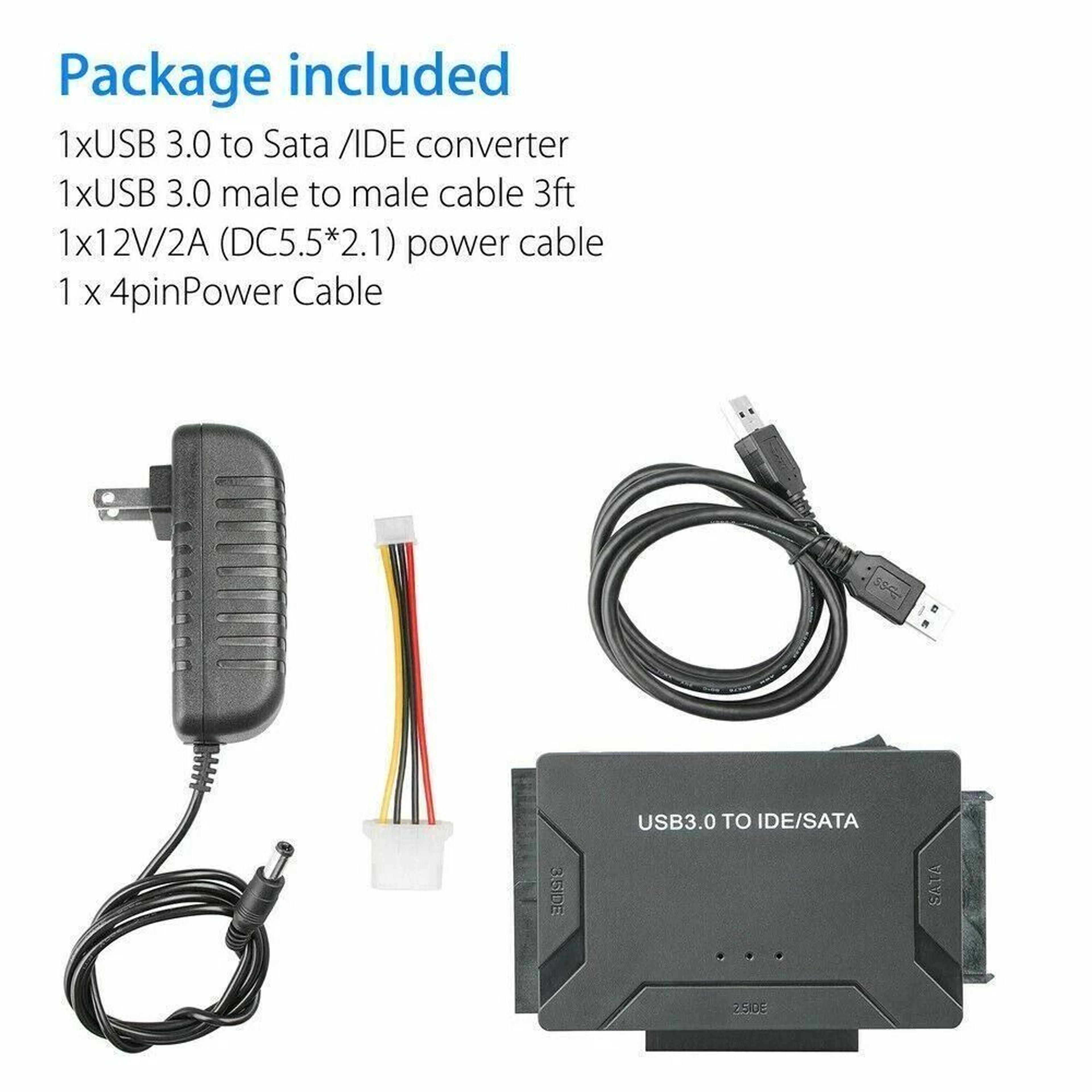 USB To IDE  SATA Converter Adapter Kit Cable For External Hard Drives 0