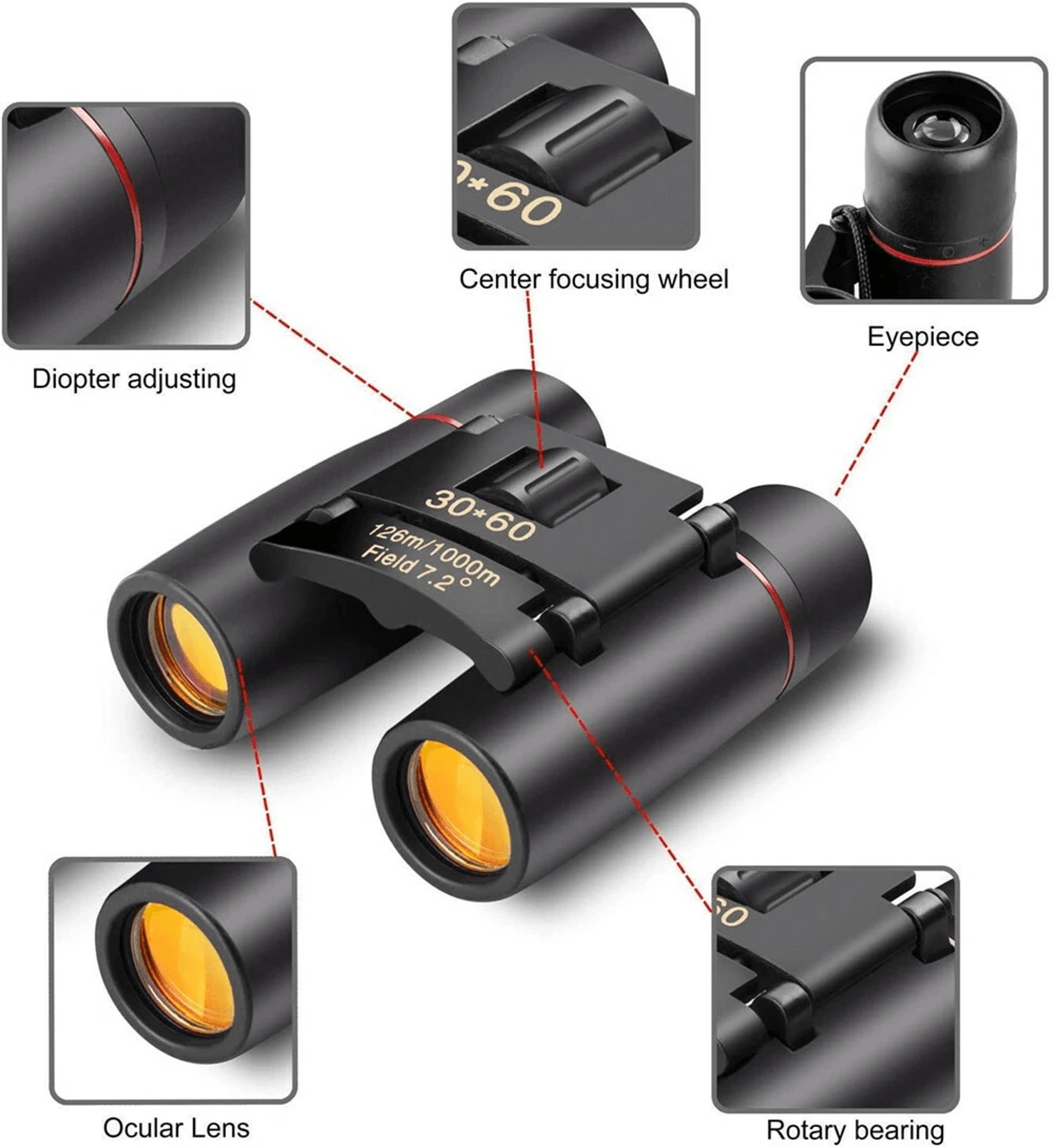 Compact Binoculars With Zoom Outdoor  Travel Telescope For Hunting Birdwatching DayNight Use 5