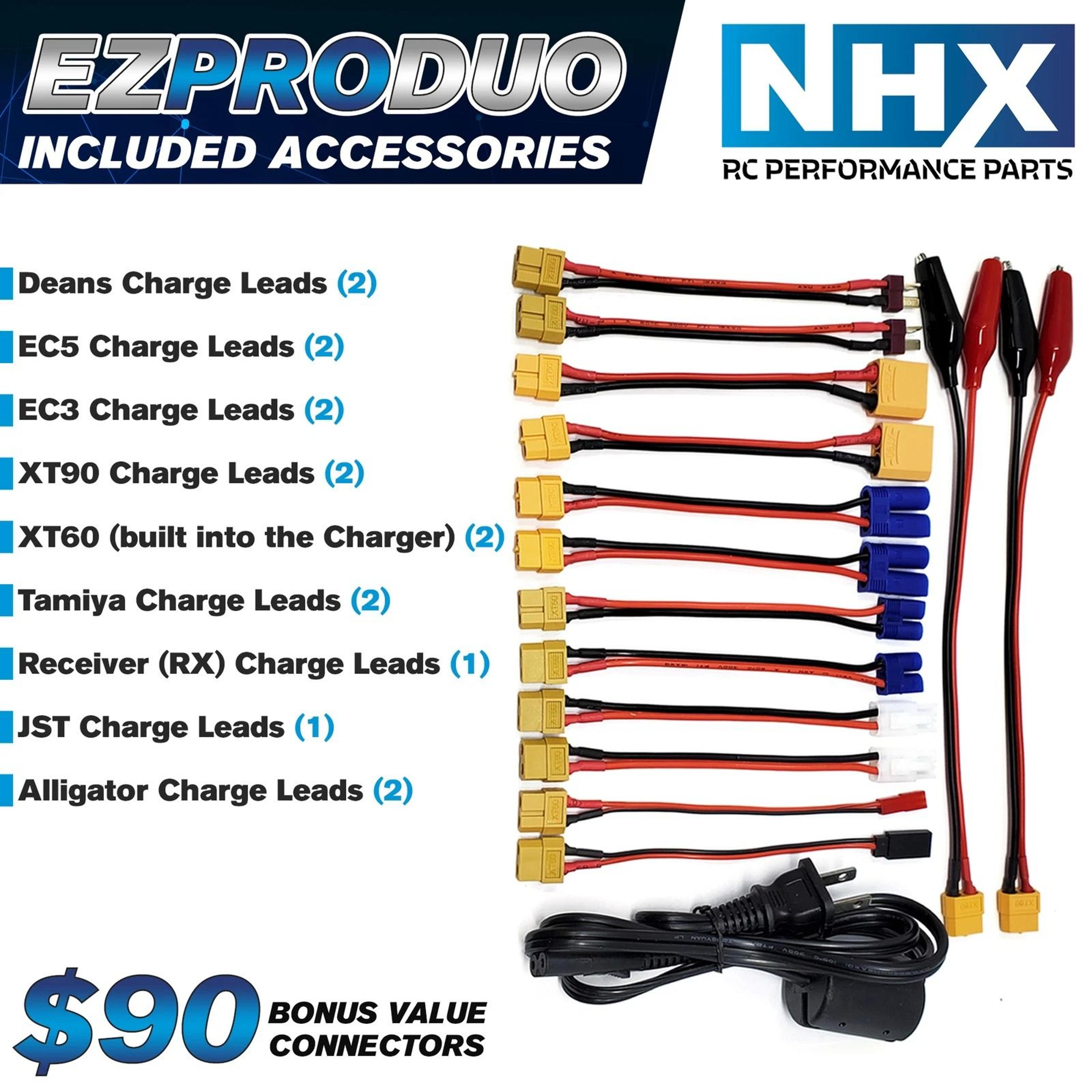 NHX EZPRO DUO 100W X2 Dual ACDC Battery Balance Charger For LIPOLIHV  NIMH RC Batteries 8
