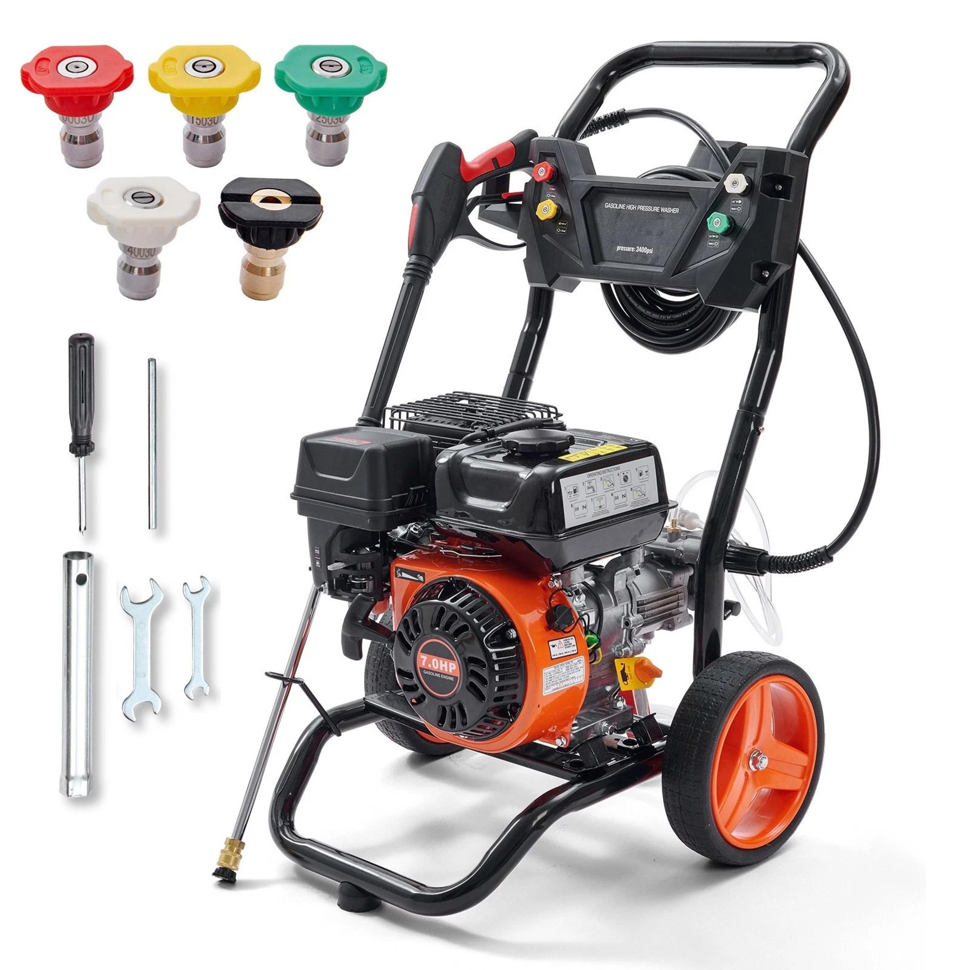 gpm gas pressure washer with 5 nozzles for heavy duty outdoor cleaning