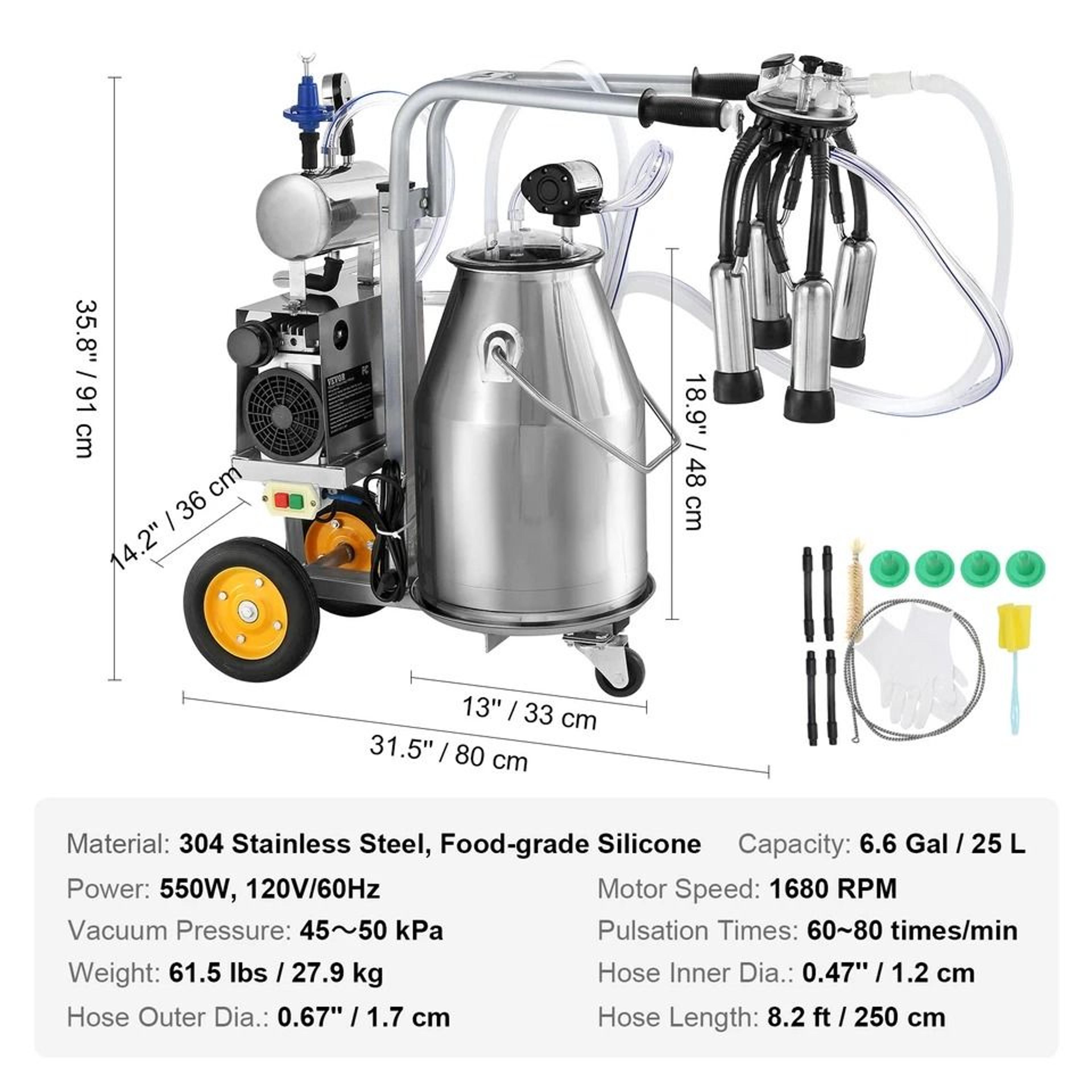 Electric Cow Milking Machine Stainless Steel Milking Equipment For Efficient Dairy Collection 5