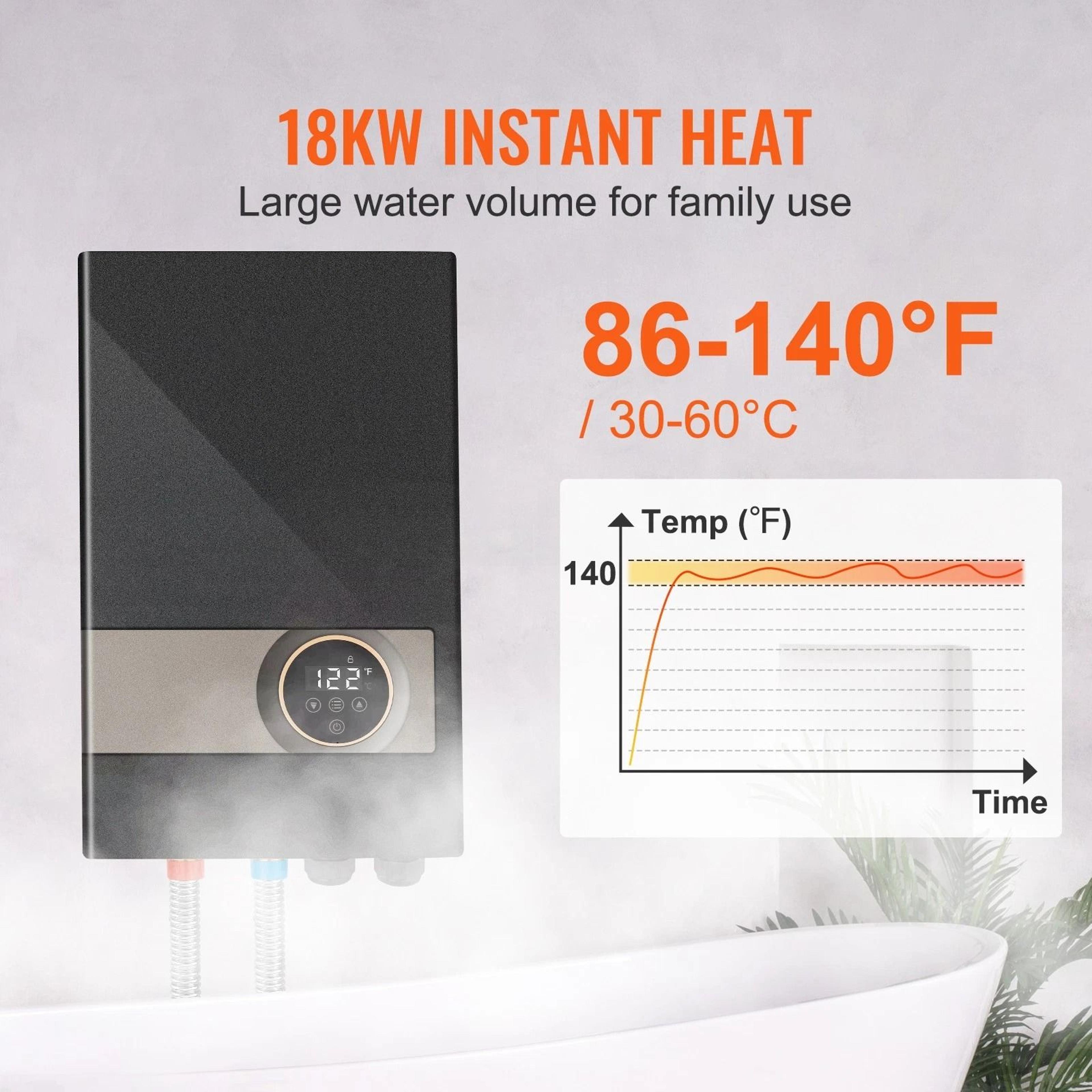 Tankless Water Heater With LED Display Instant Hot Water Boiler Rated For Shower  Bathroom 9