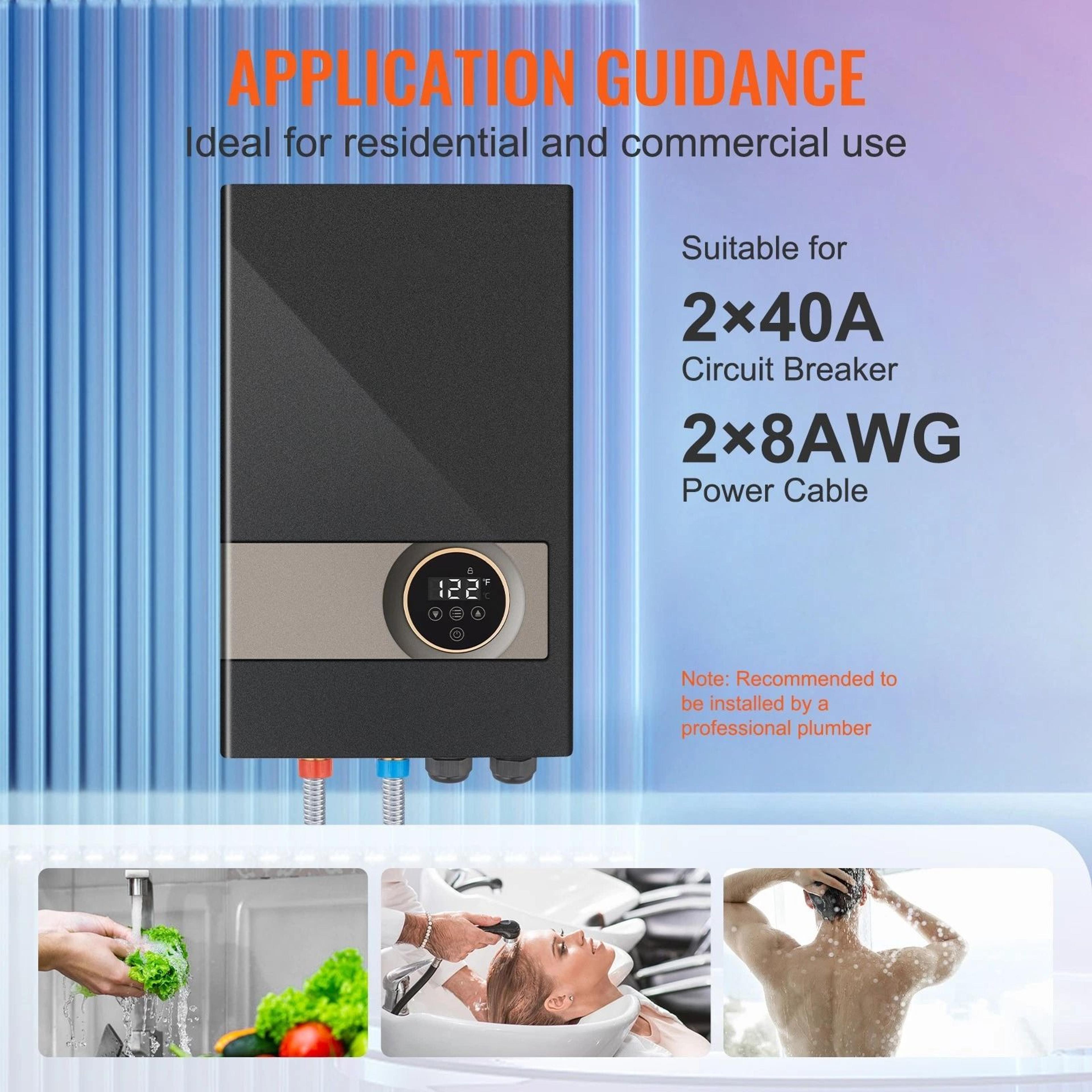 Tankless Water Heater With LED Display Instant Hot Water Boiler Rated For Shower  Bathroom 5