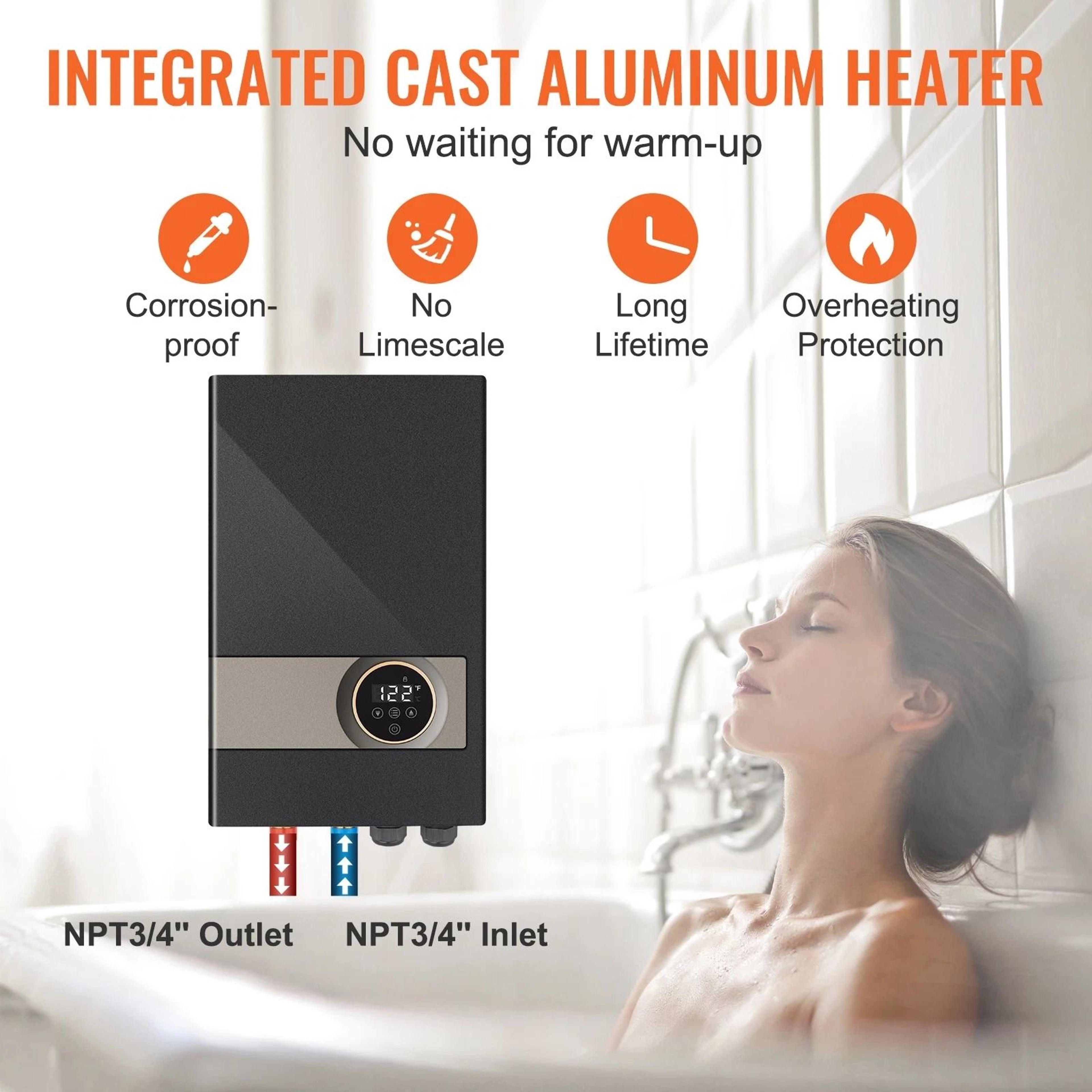 Tankless Water Heater With LED Display Instant Hot Water Boiler Rated For Shower  Bathroom 7