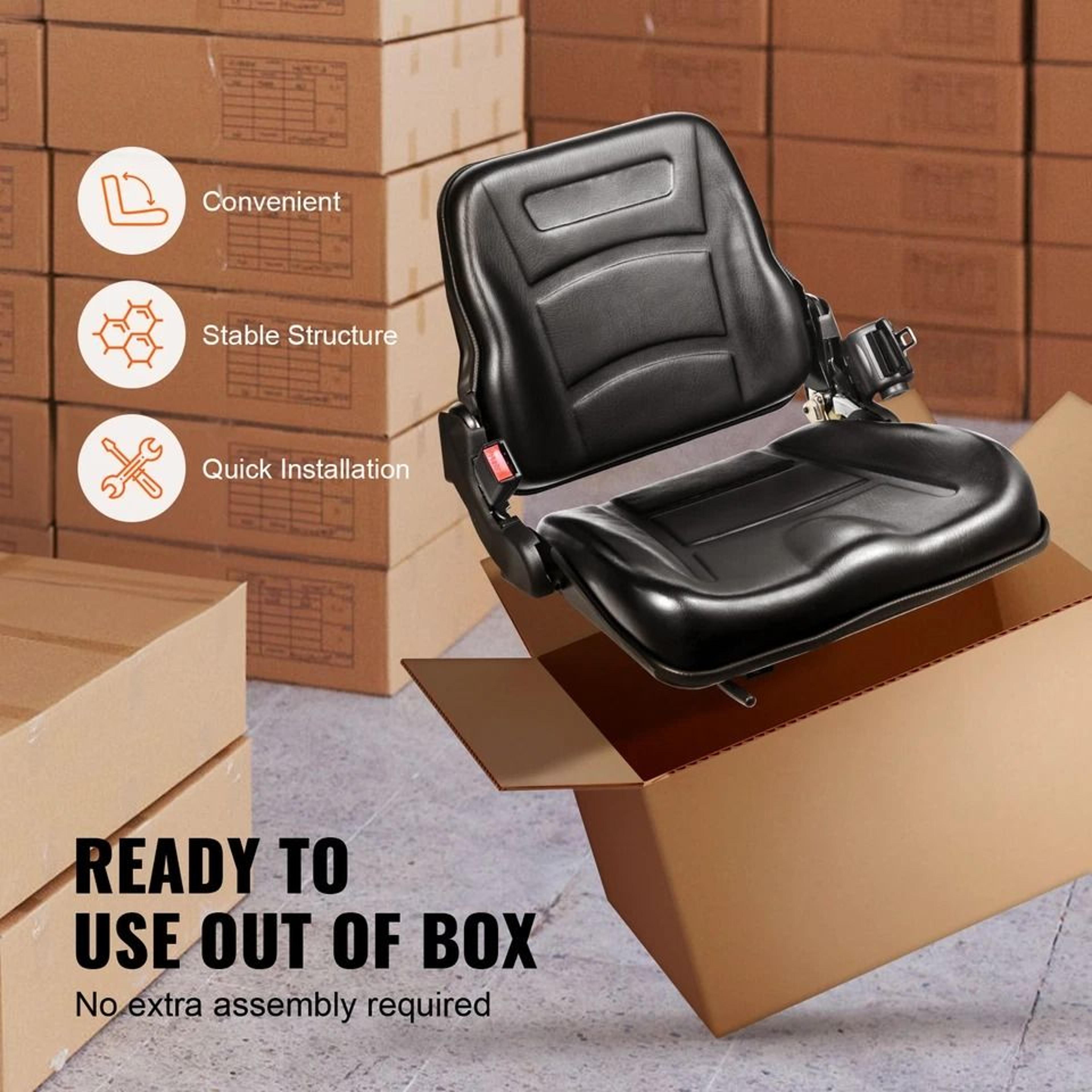 Universal Forklift Seat Fold Down Tractor Seat Replacement With Adjustable Backrest And Safety Seat 4