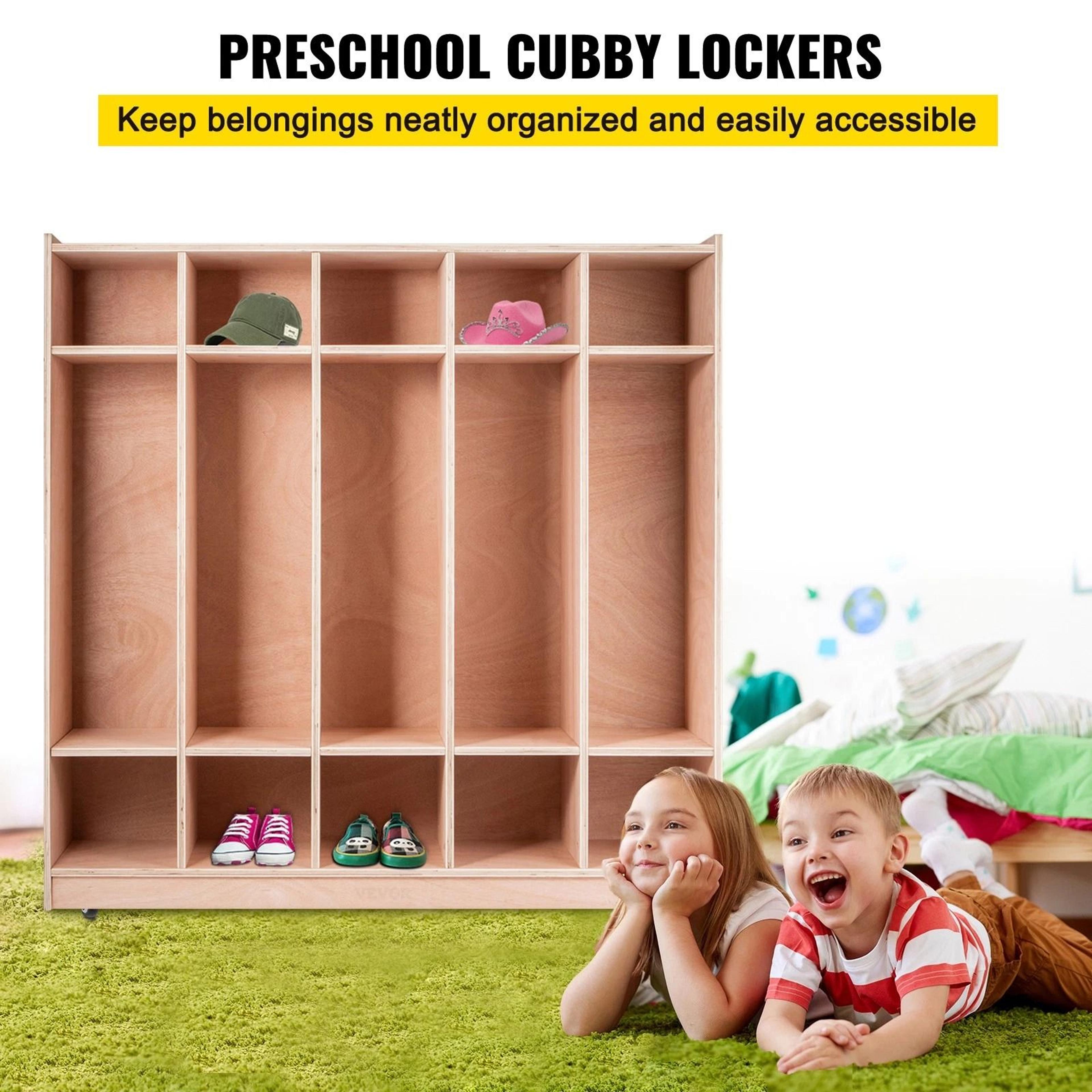 Premium 5 Section Daycare Cubby Coat Rack And Kids Storage Organizer With Hooks  Bins 6