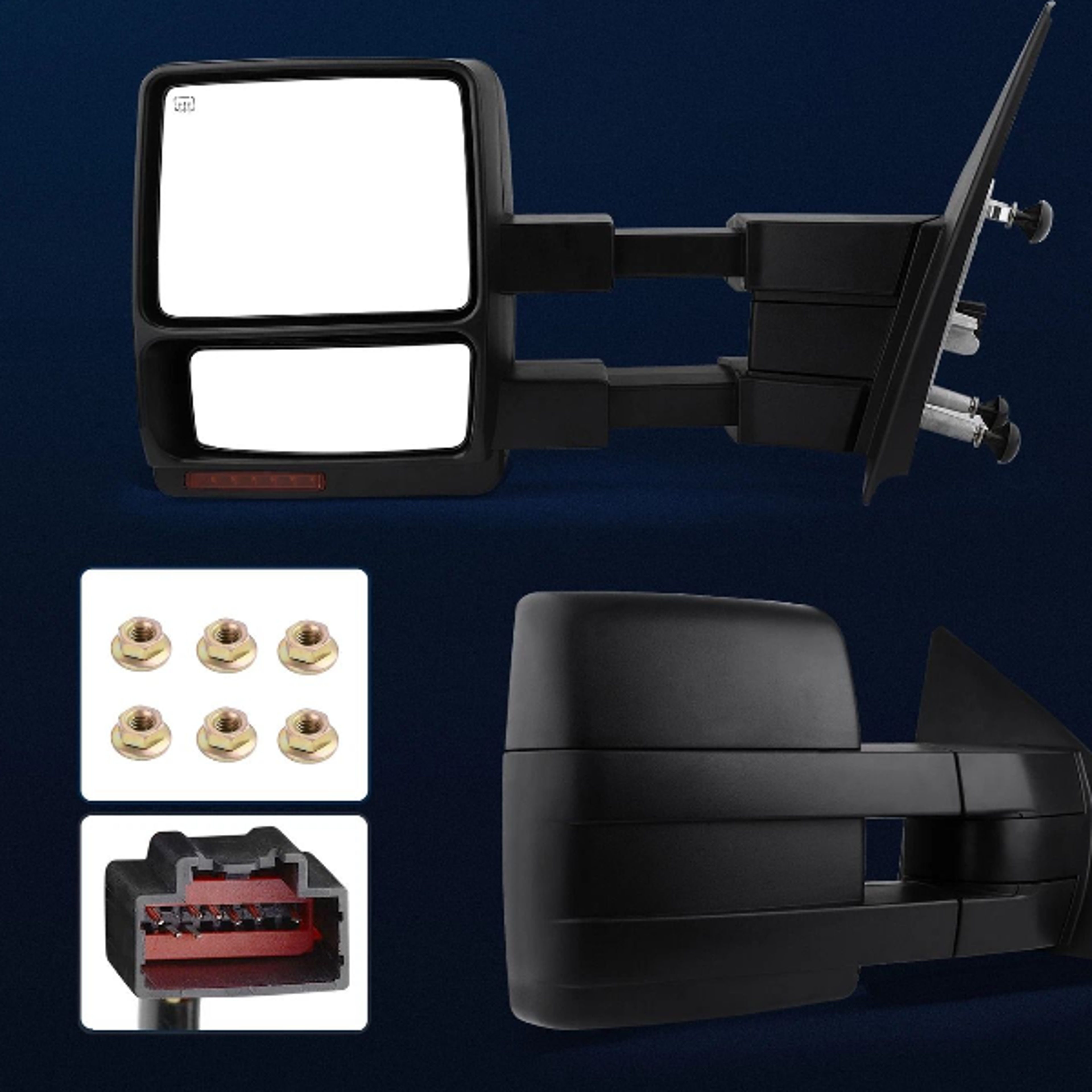 pair power heated tow mirrors for with signal and puddle light extendable heated defrost fun
