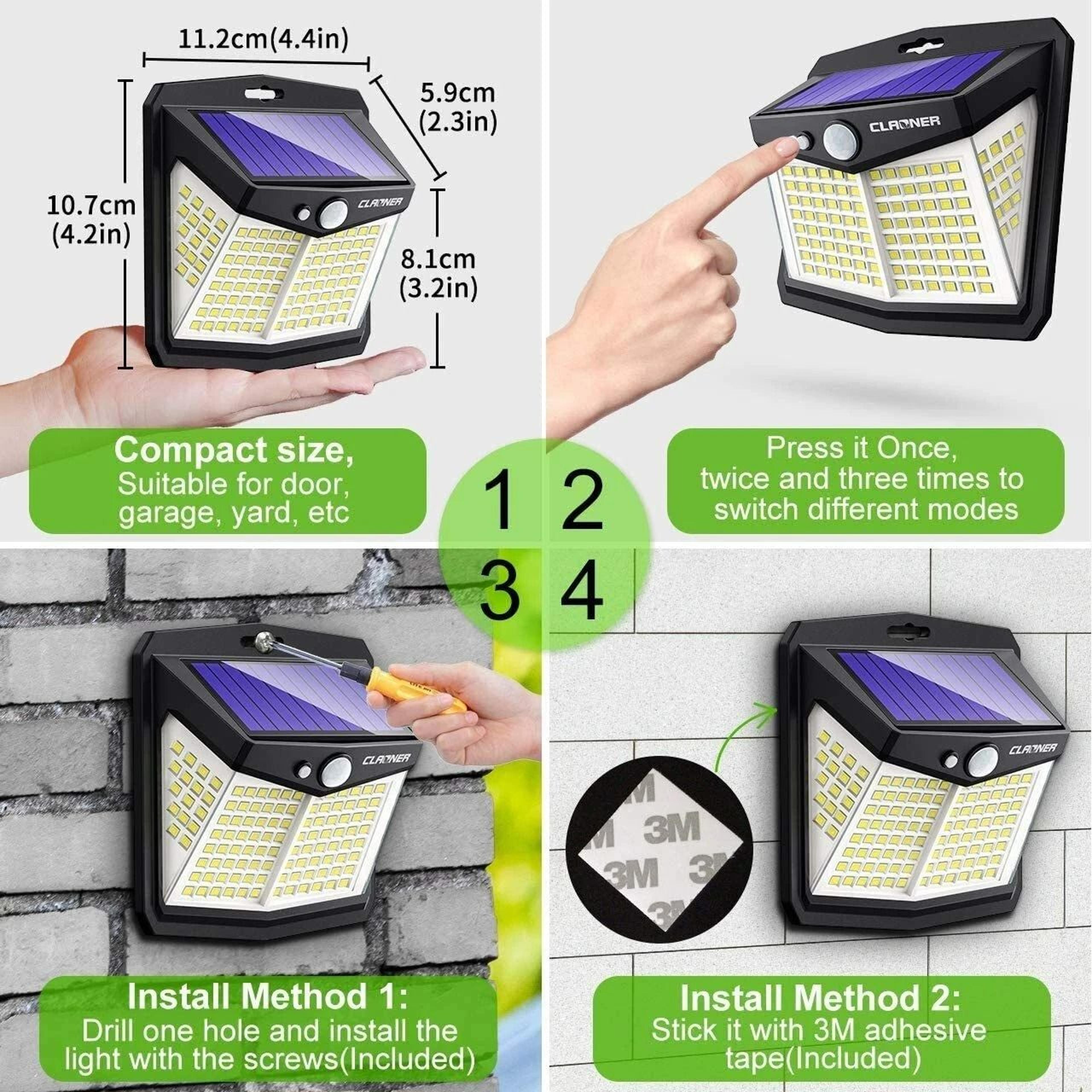 SolarPowered LED Motion Sensor Outdoor Security Lights 2