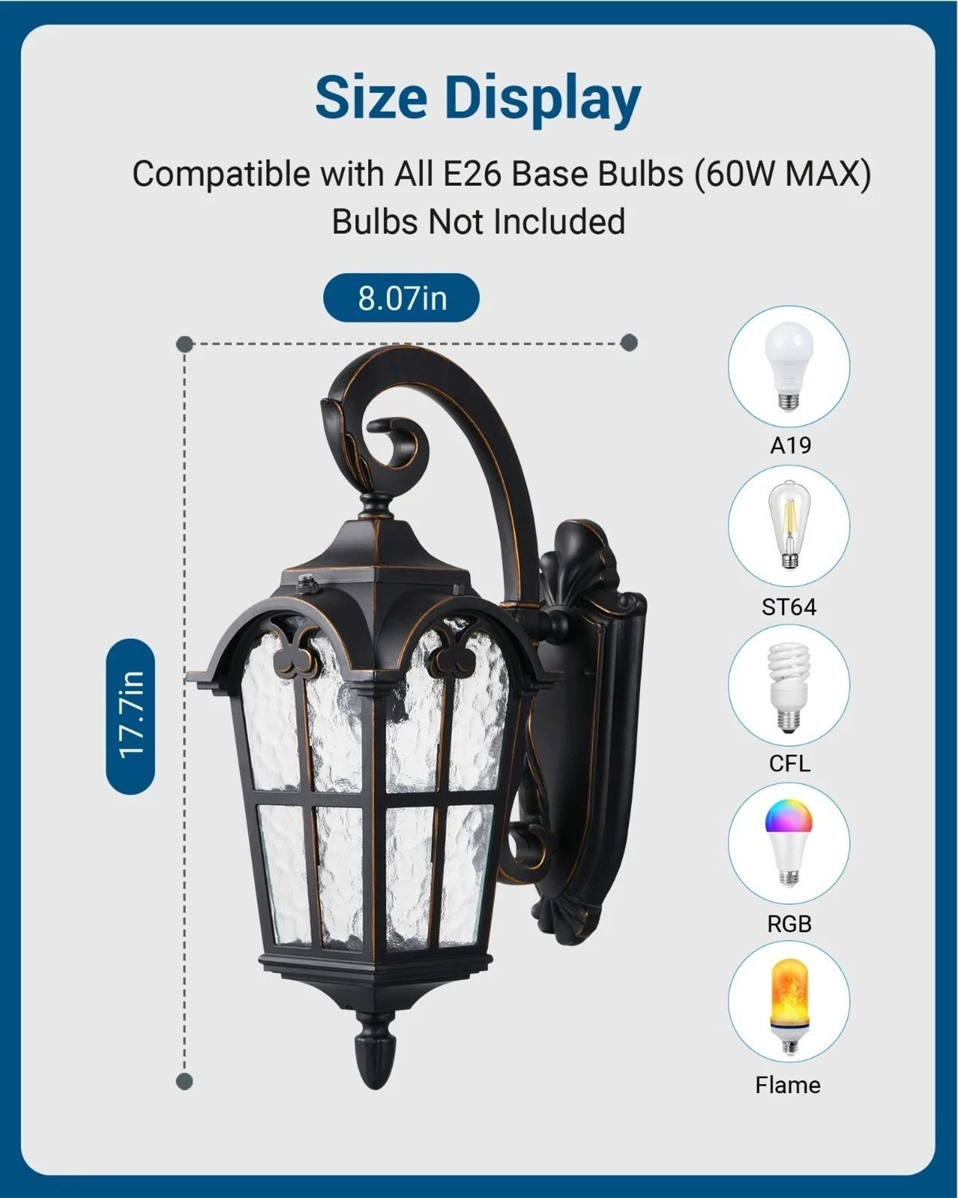 Dusk To Dawn Outdoor Wall Light Waterproof Energy Saving Exterior Lighting Fixture 12