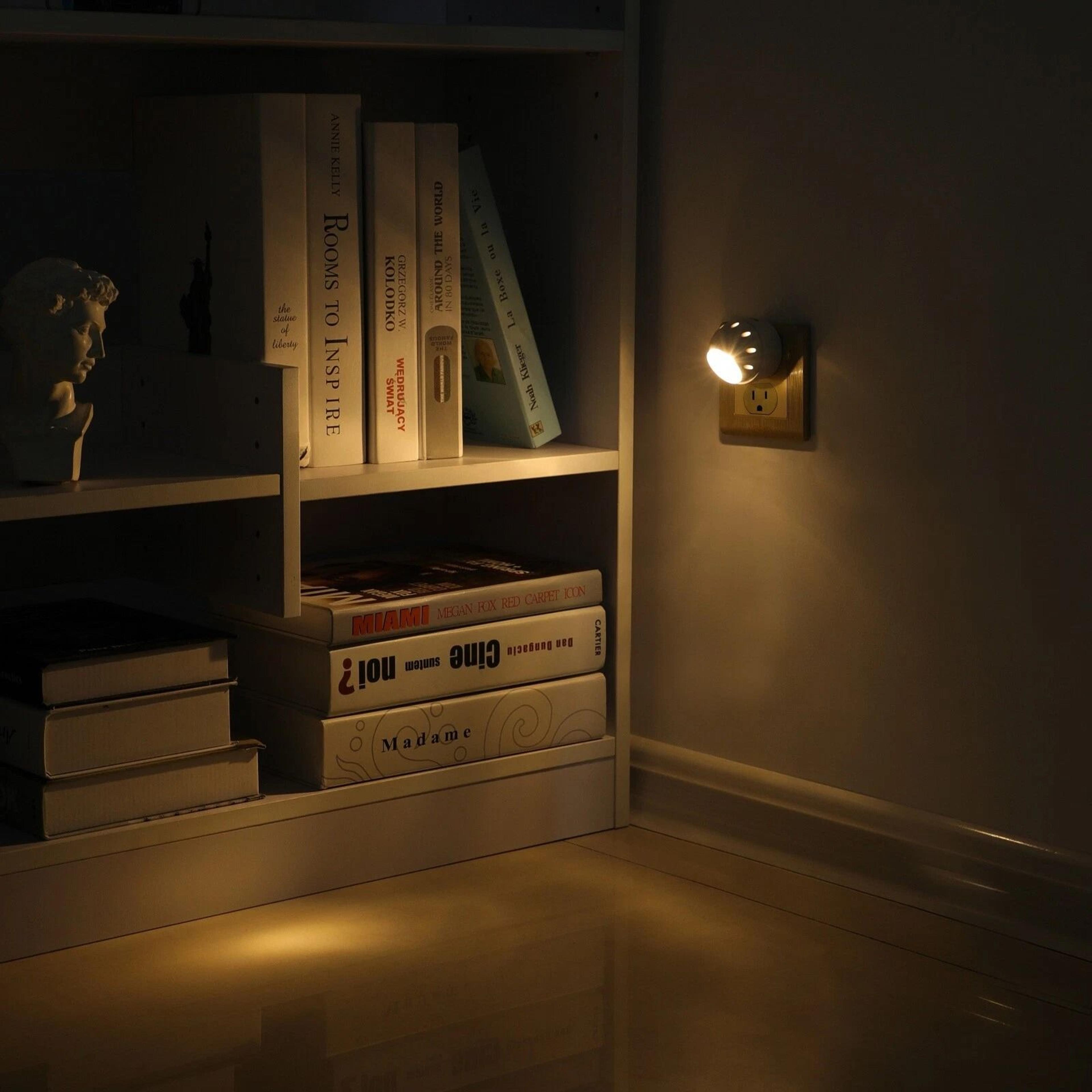 led light sensor night light warm white bedroom lights