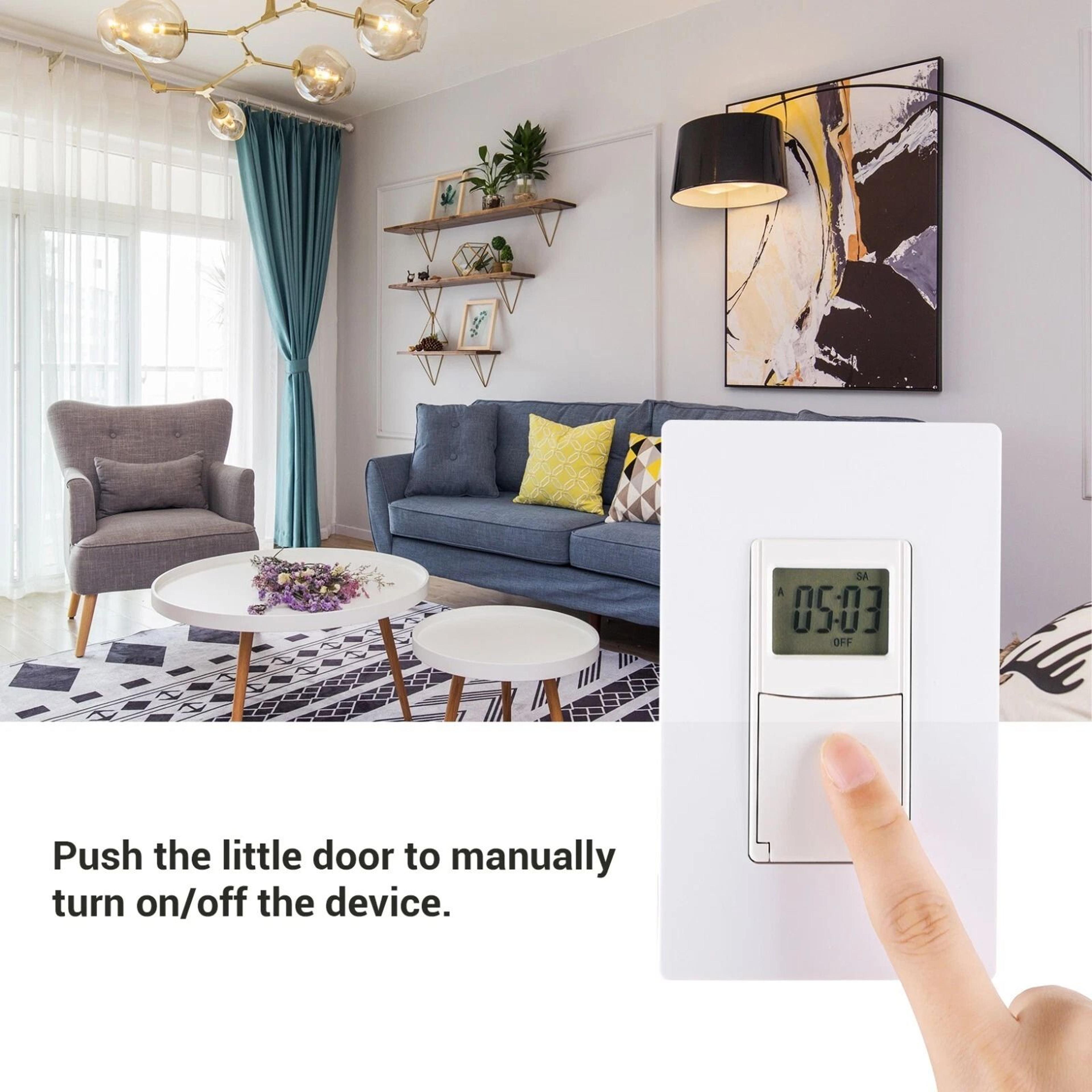 7 Day Programmable Digital In Wall Timer Switch For Lights And Fans 8