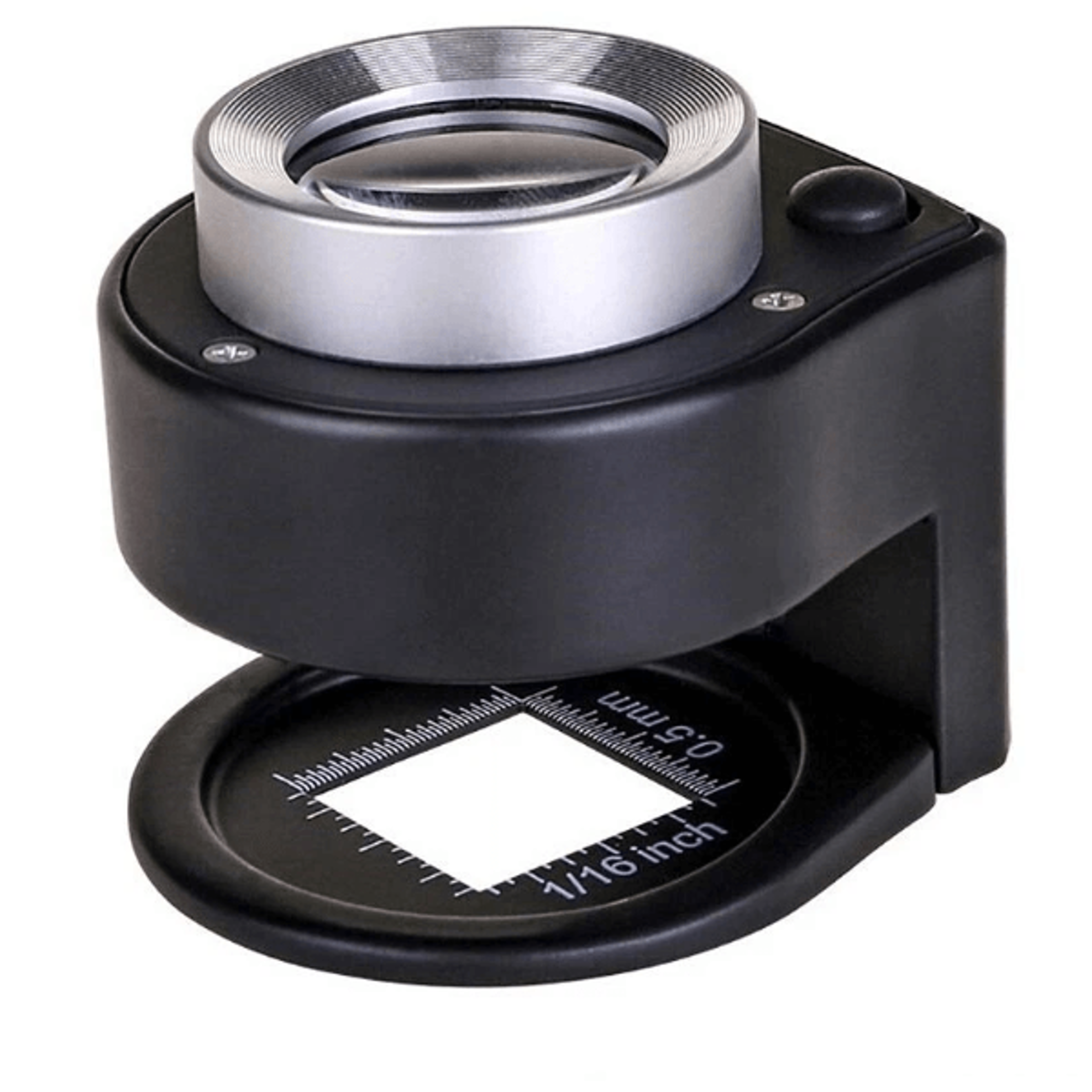 30x loupe magnifier with 6 led lights portable desktop magnifier for close up inspection, metal folding scale