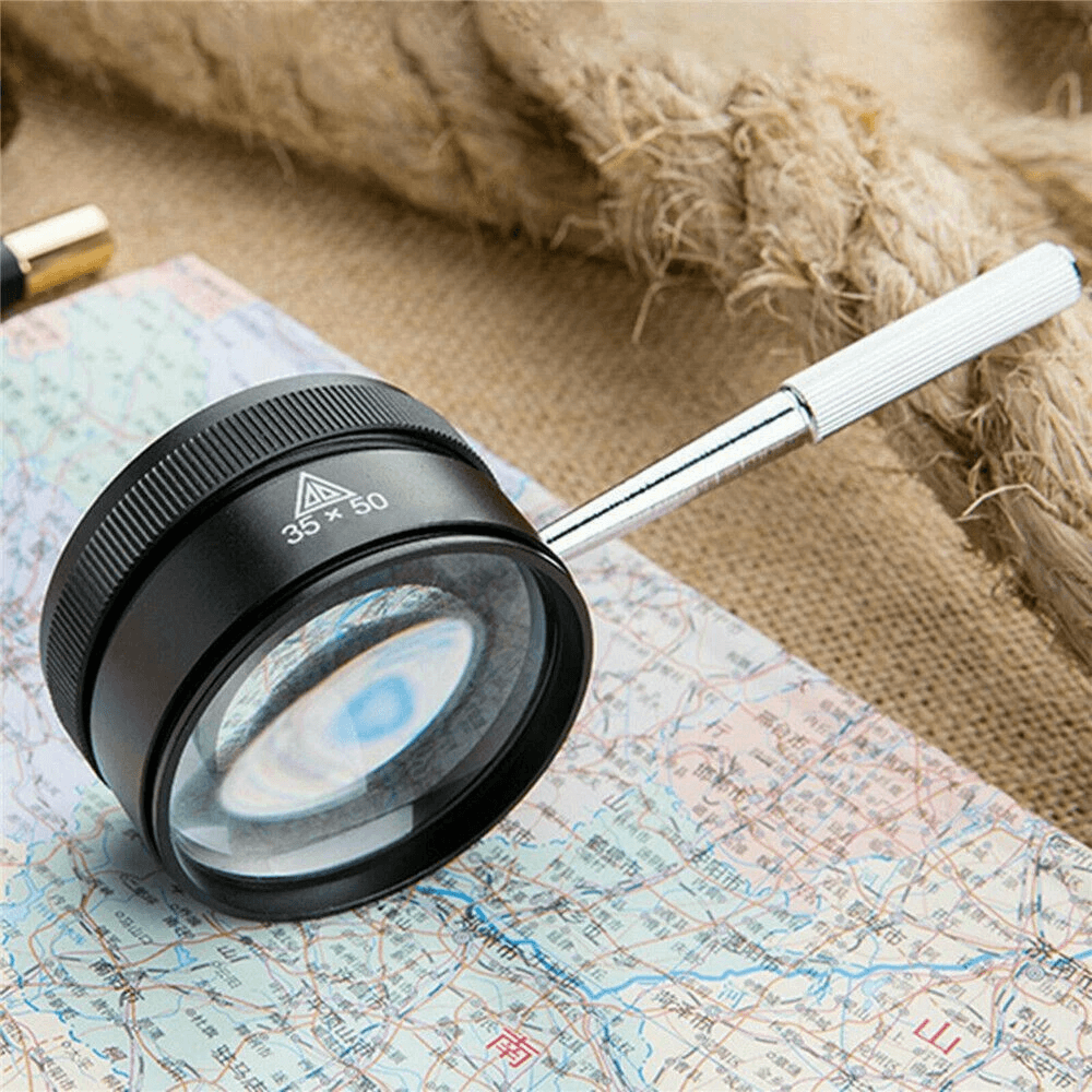 35x high power magnifying glass for jewelry, coins, & crafts non-slip handle, durable lens