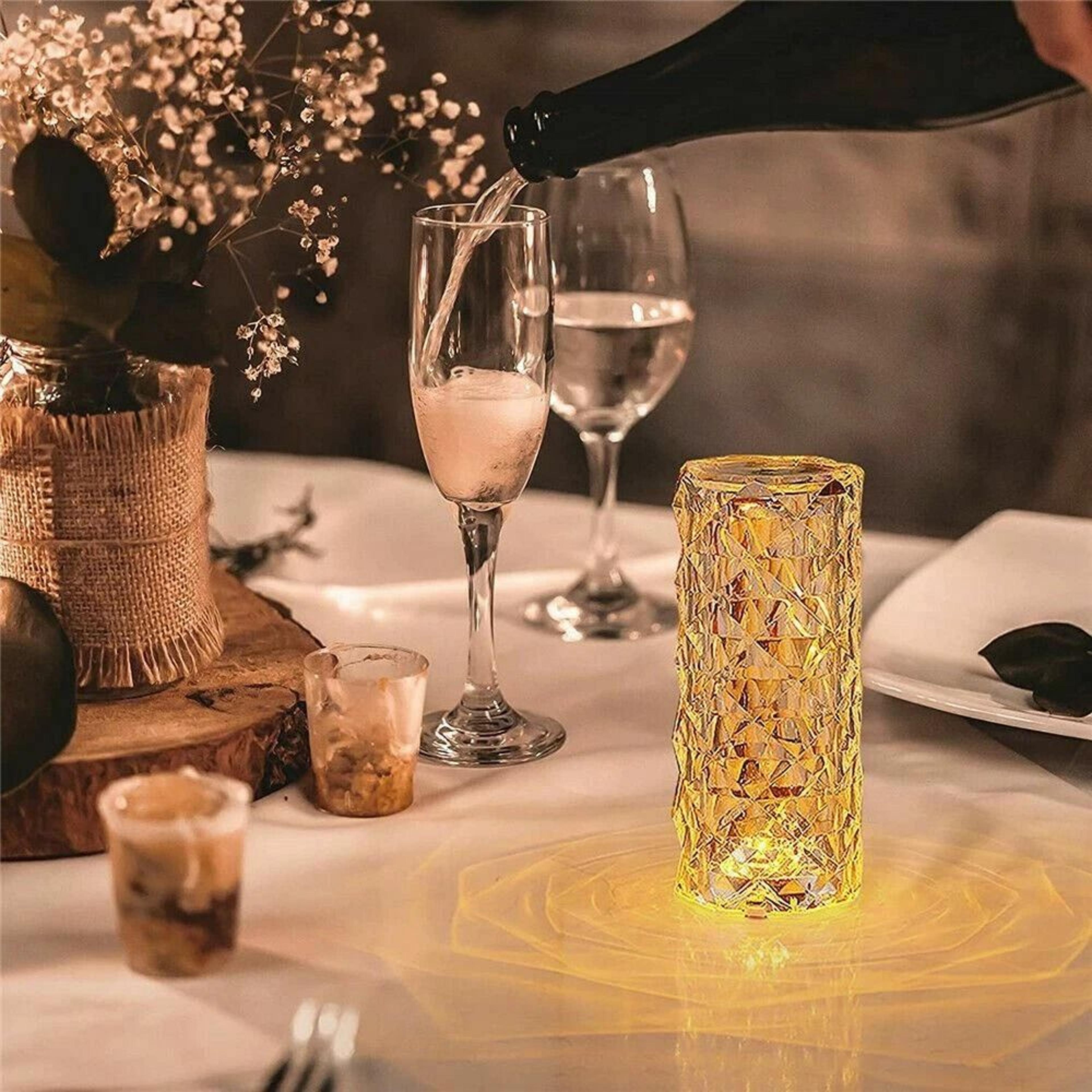 led crystal rose table lamp touch activated diamond night light for bedroom & bar