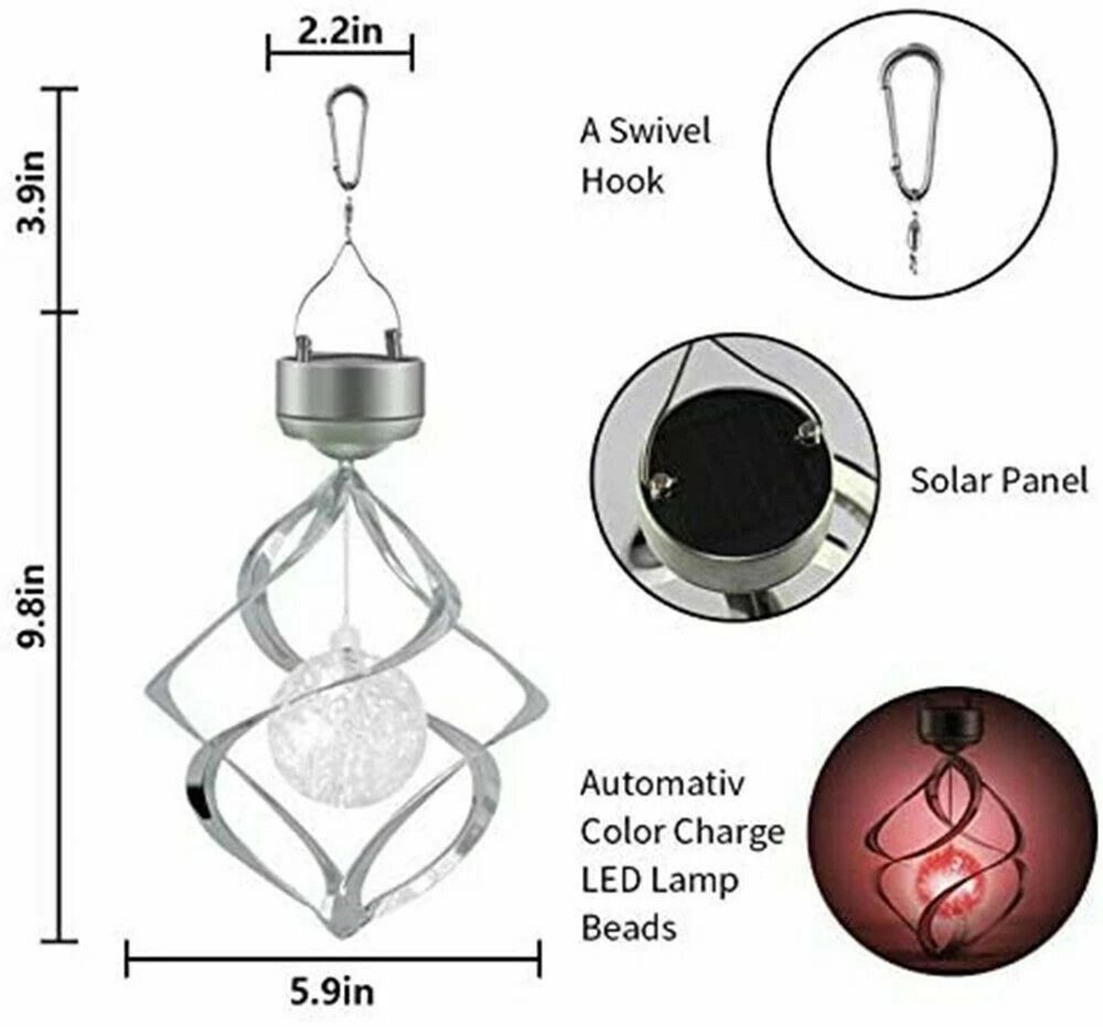 Solar Powered Color Changing Spiral Wind Spinner With LED Light Wind Chimes For Yard Decor 1