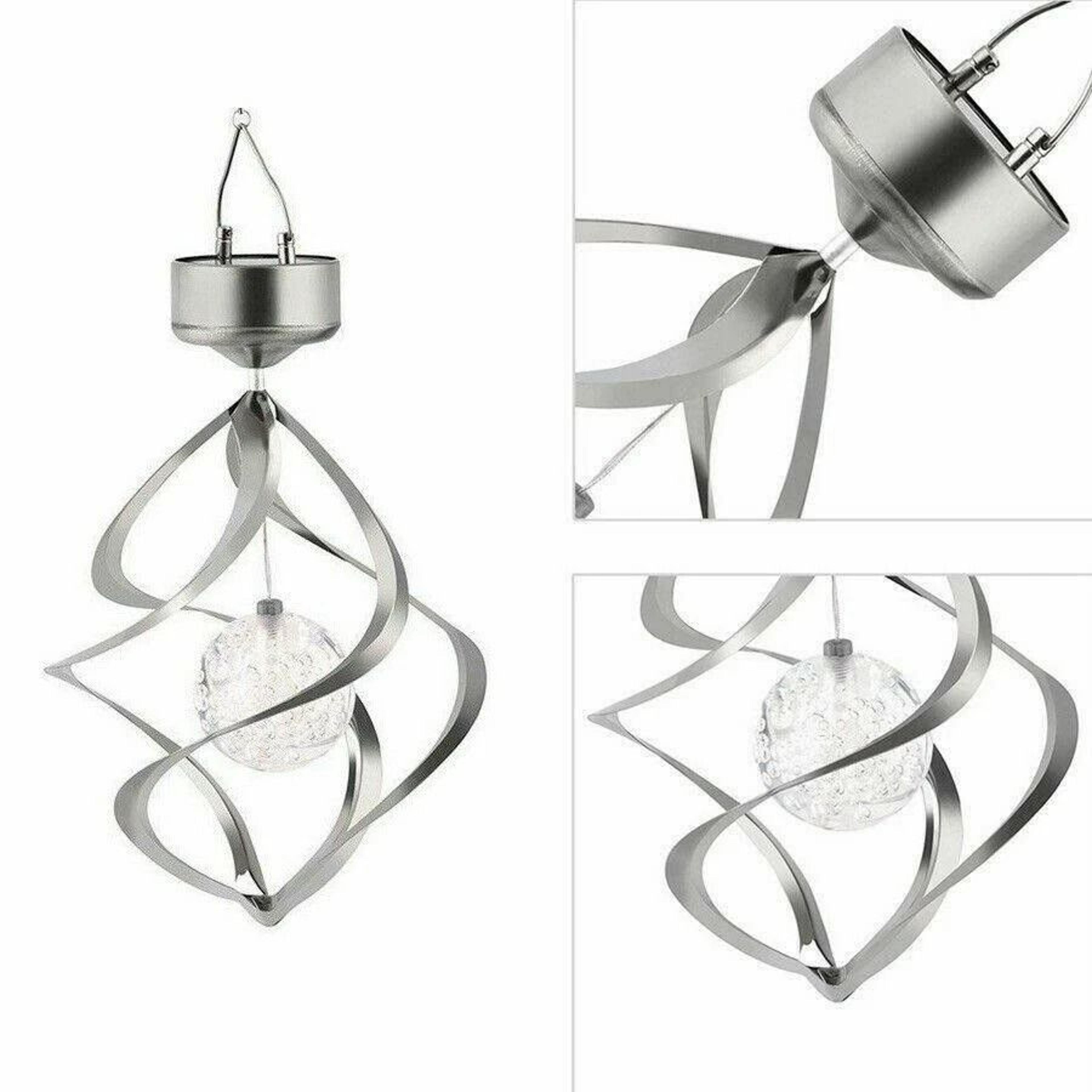 Solar Powered Color Changing Spiral Wind Spinner With LED Light Wind Chimes For Yard Decor 2
