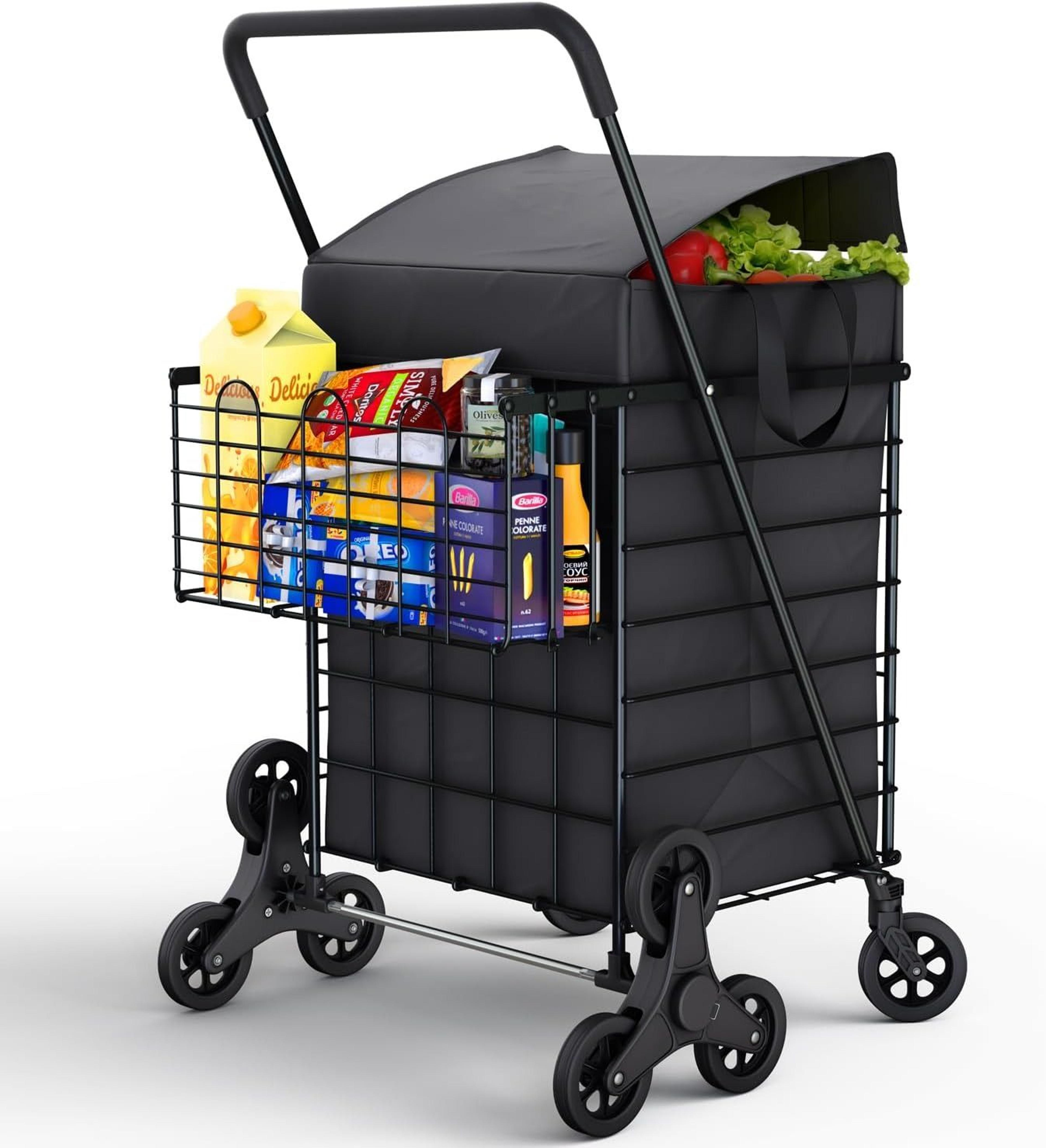 Heavy Duty Folding Shopping Cart With Double Baskets For Easy Transport 1
